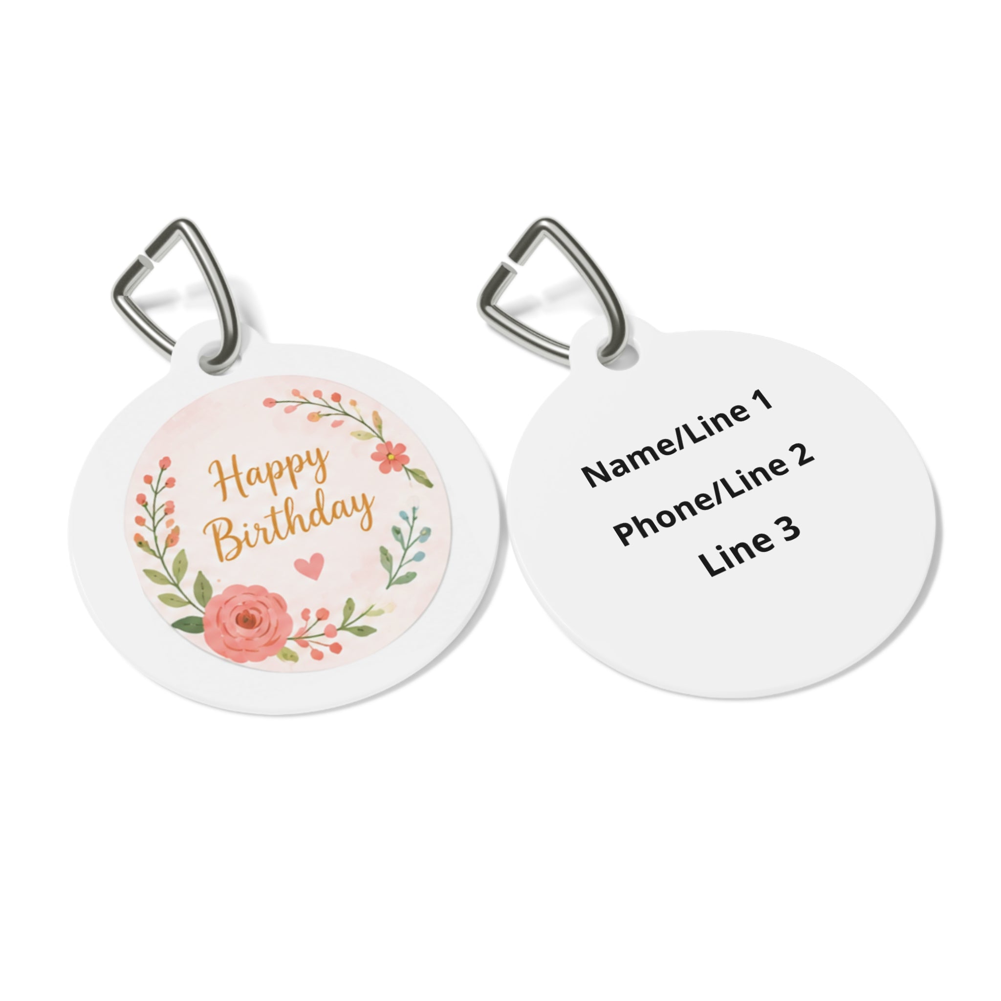 Blush Rose Floral Keepsake Personalized Dog ID Tag