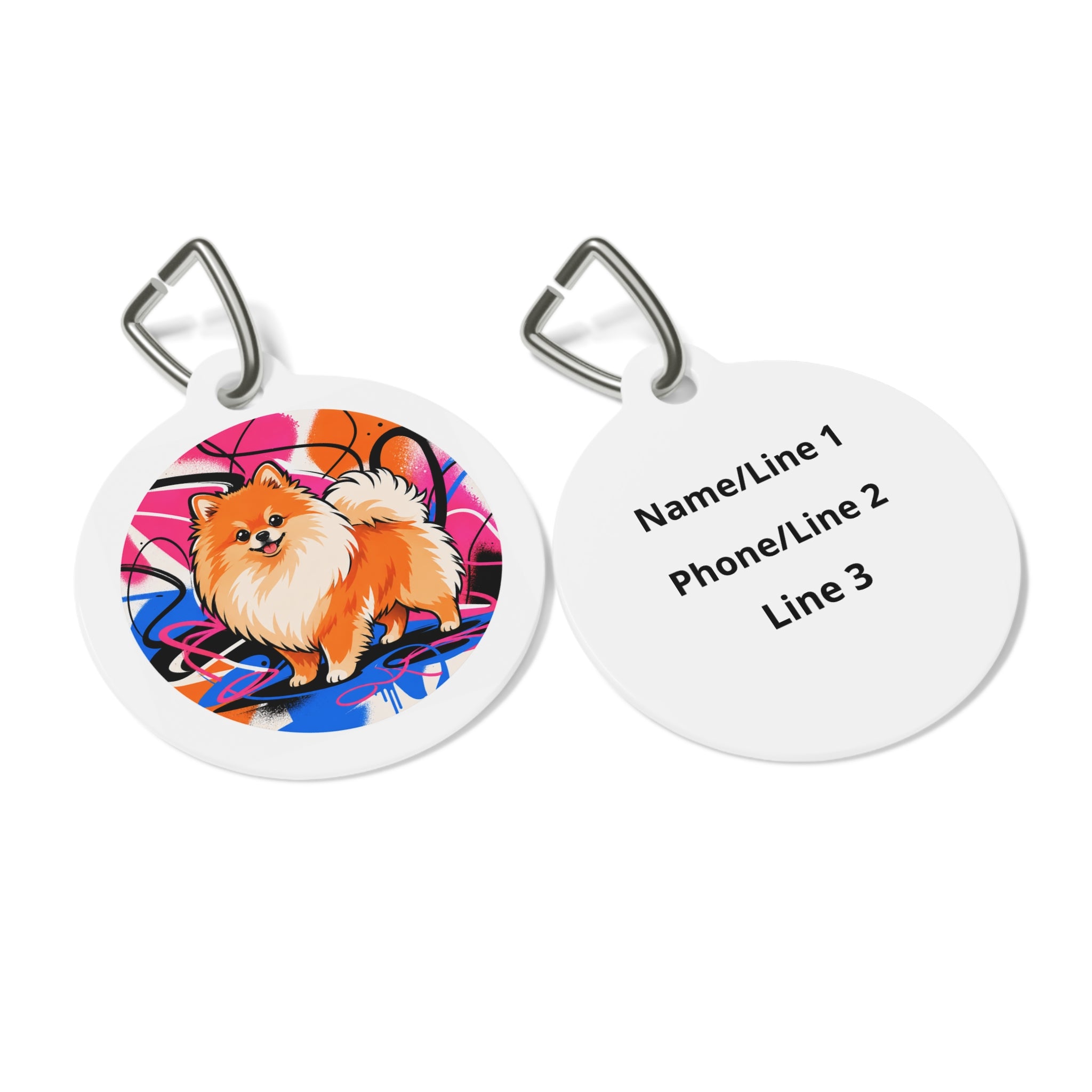 Pomeranian Sporty Graffiti Pop Personalized Dog ID Tag