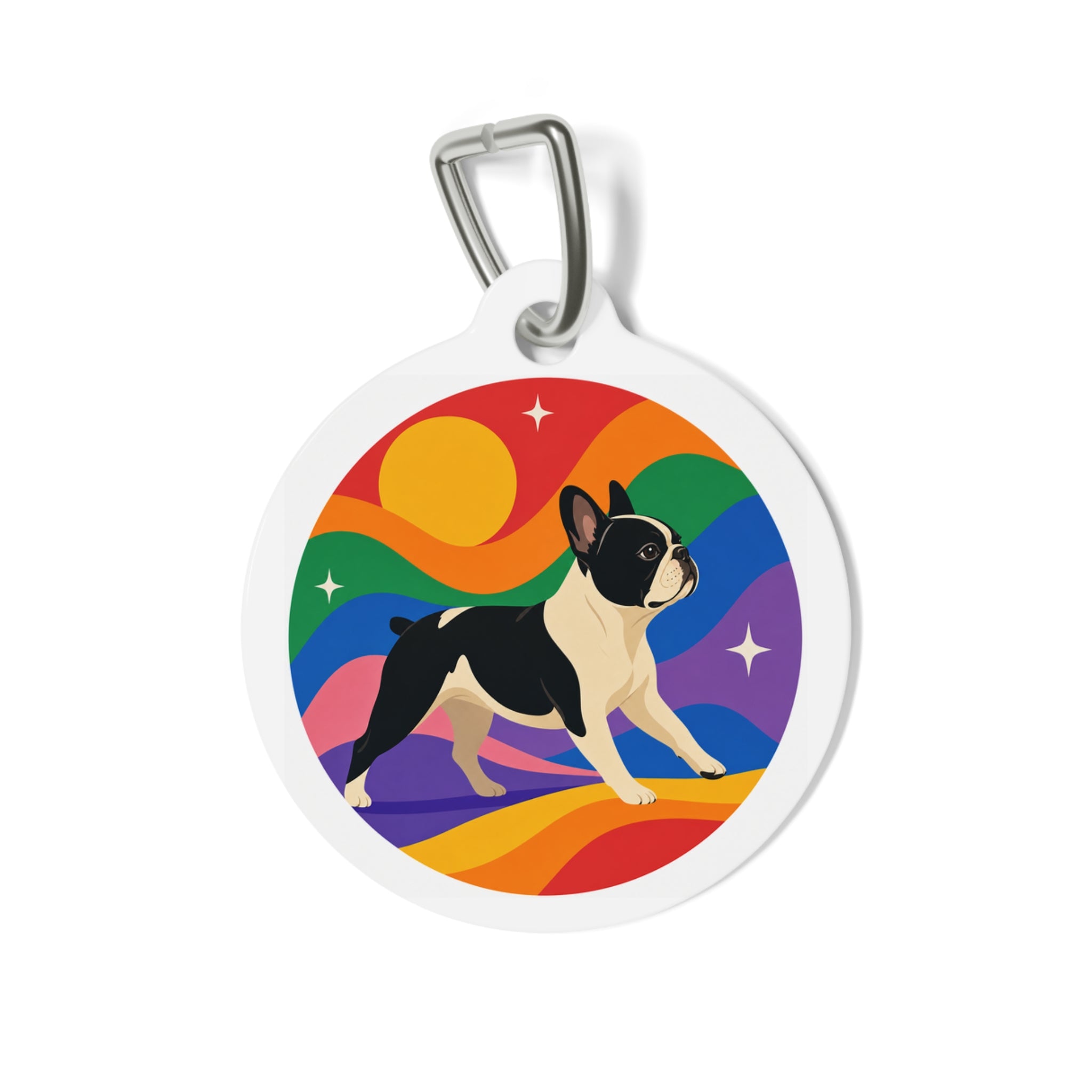 French Bulldog Joyful Rainbow Personalized Dog ID Tag