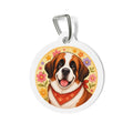 Placa de identificación personalizada para perro "Saint Bernard Gentle Pastel Bloom"