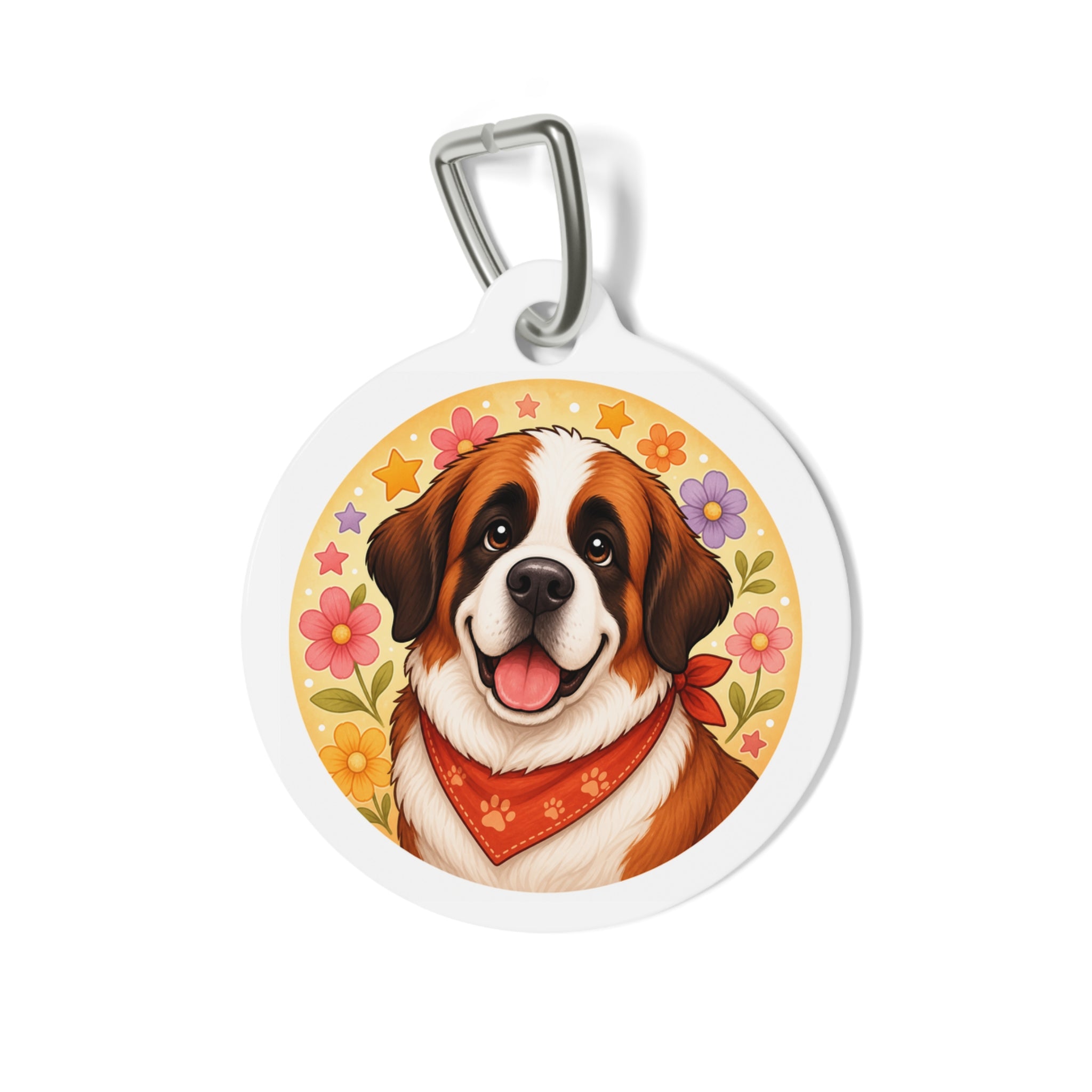 Saint Bernard Gentle Pastel Bloom Personalized Dog ID Tag