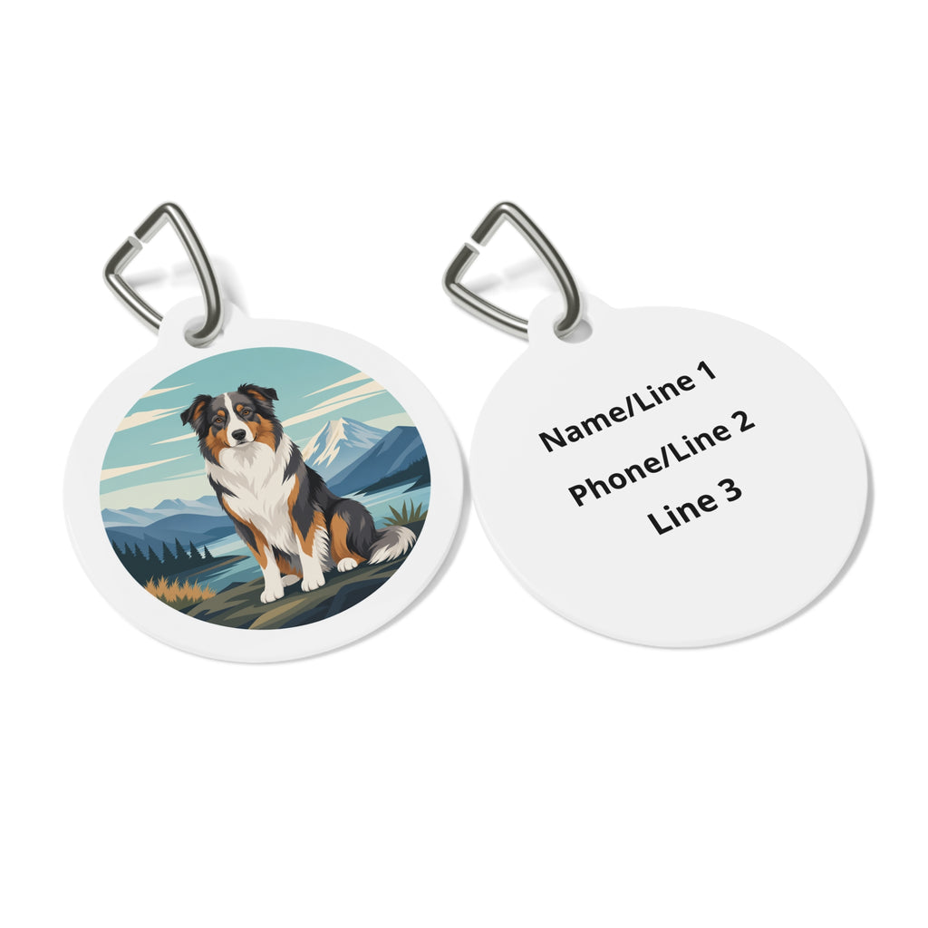 Australian Shepherd Mountain Lake Explorer Personalized Dog ID Tag