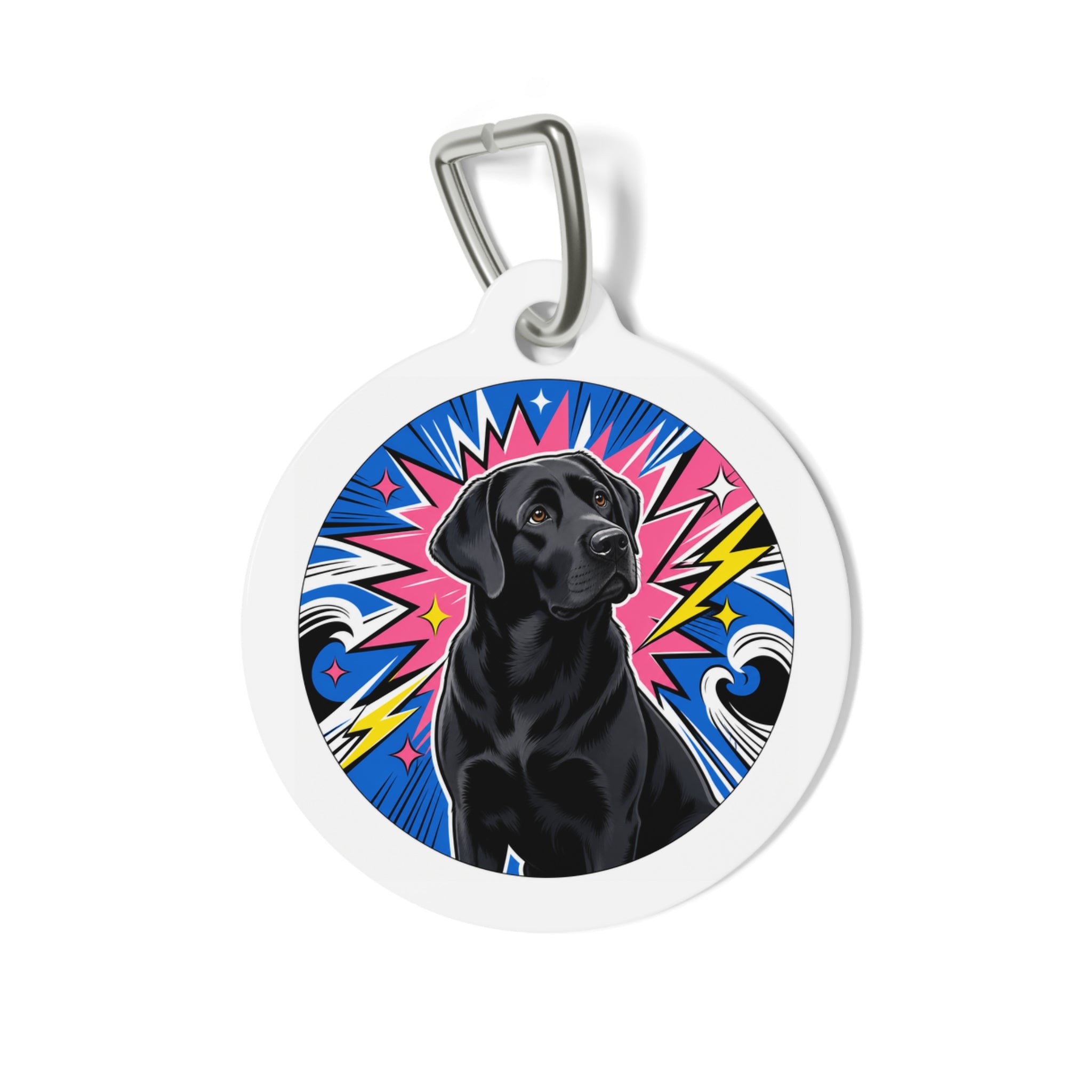 Labrador Retriever Comic Hero Black Personalized Dog ID Tag