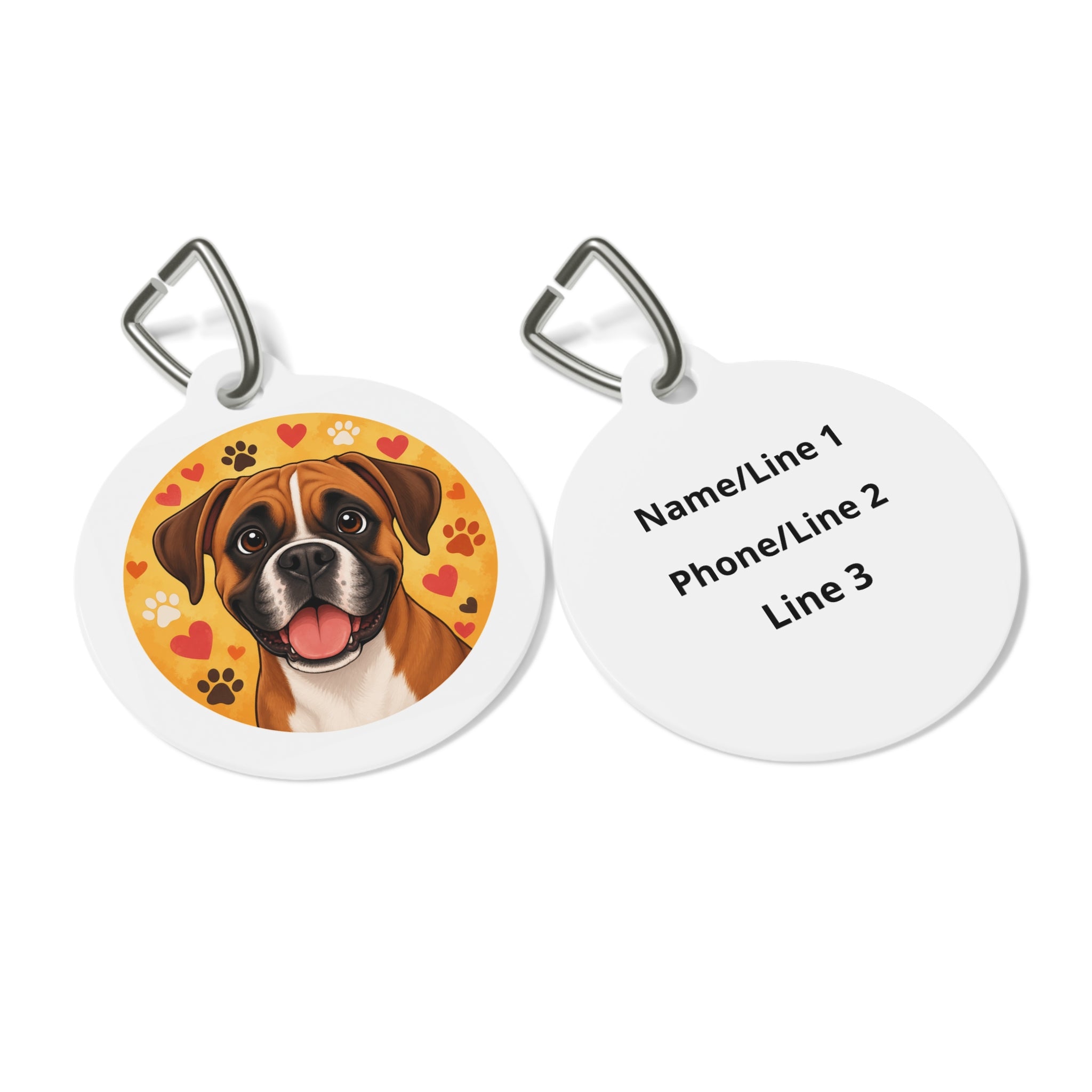 Boxer Heart Pop Portrait Personalized Dog ID Tag