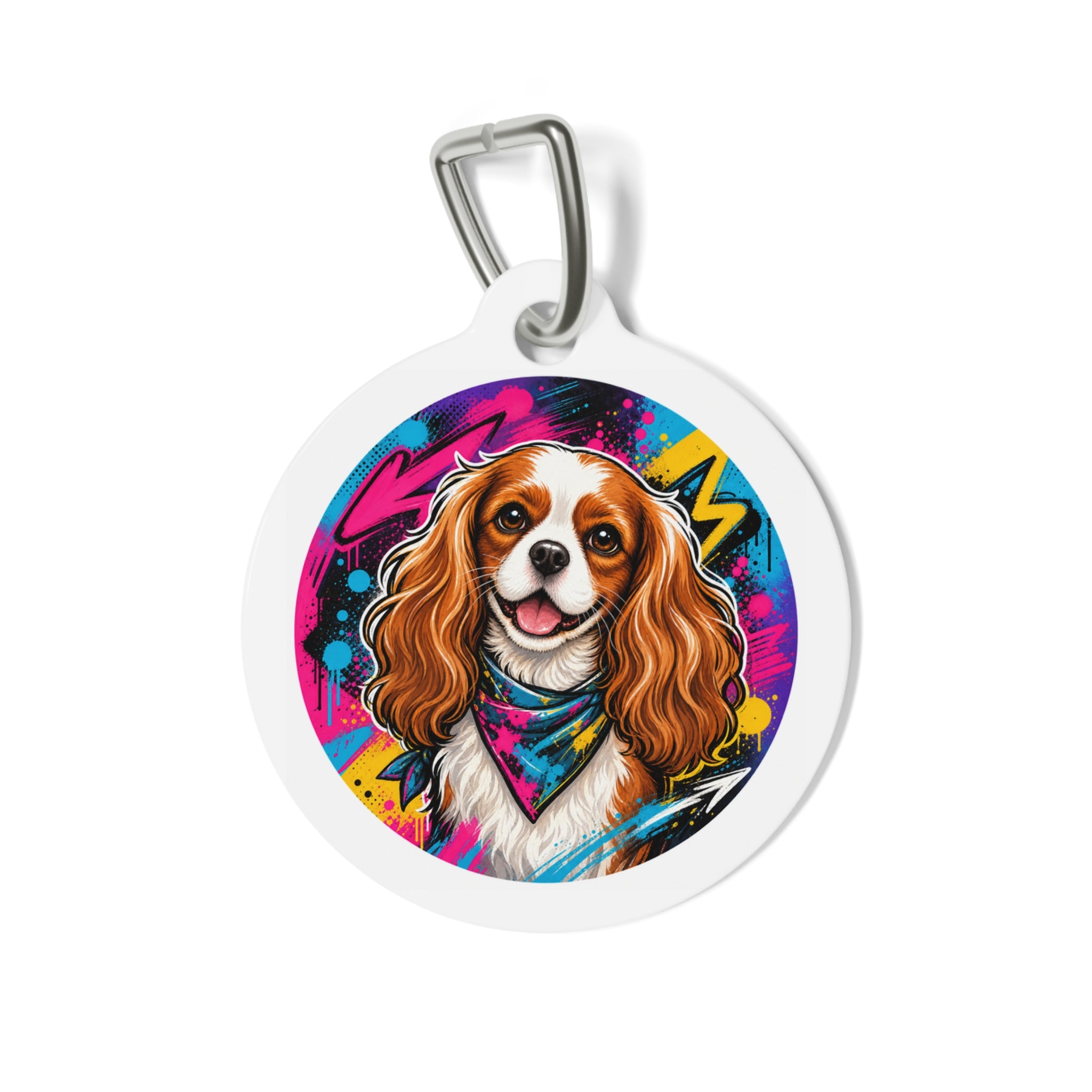 Cavalier King Charles Spaniel Artful Playful Portrait Personalized Dog ID Tag