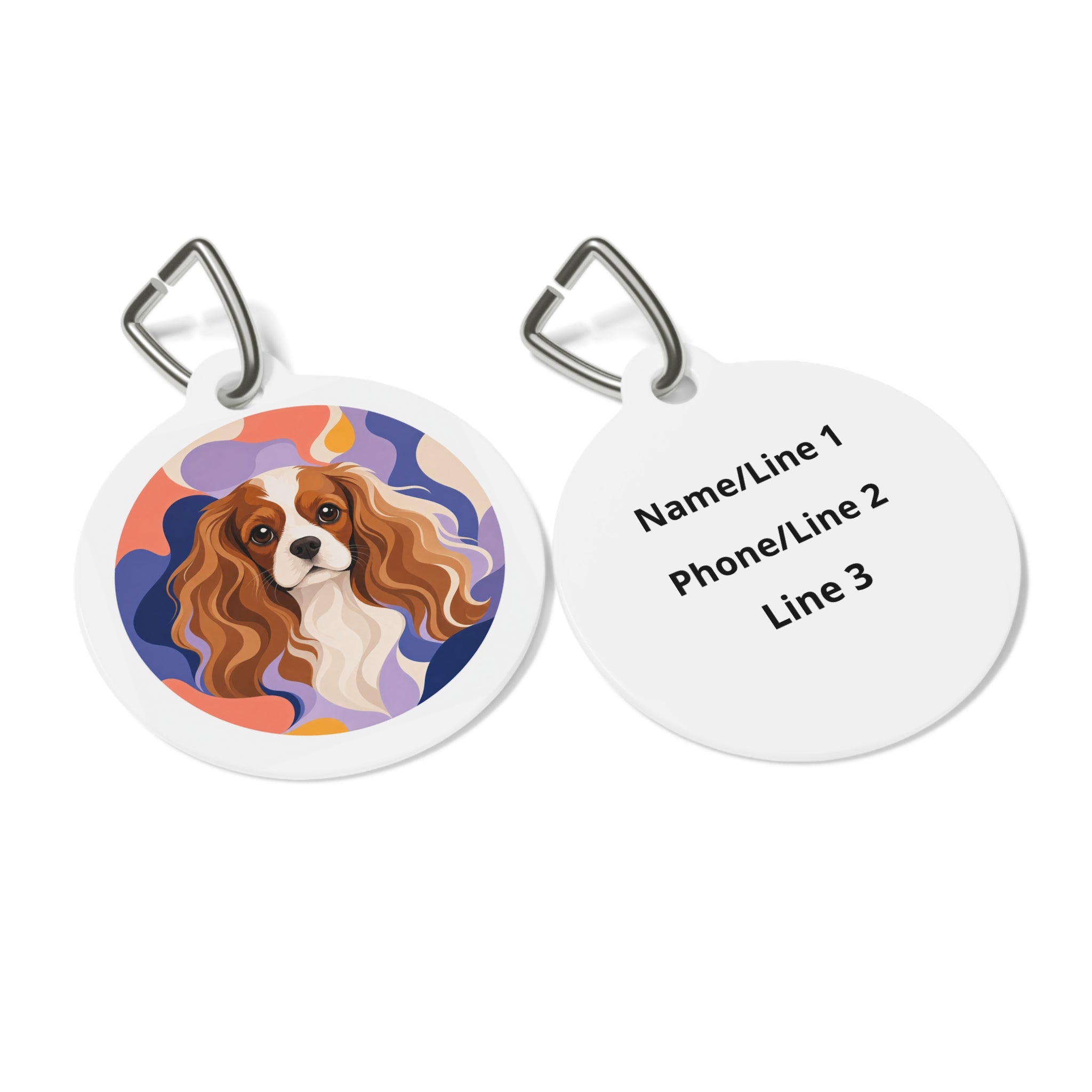 Cavalier King Charles Spaniel Retro Art Personalized Dog ID Tag