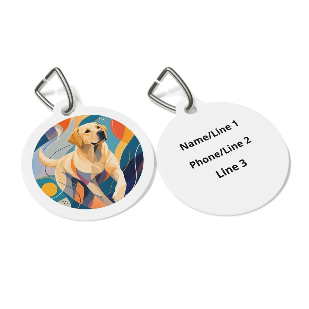 Etiqueta de identificación para perro personalizada Labrador Retriever Movimiento Fluido