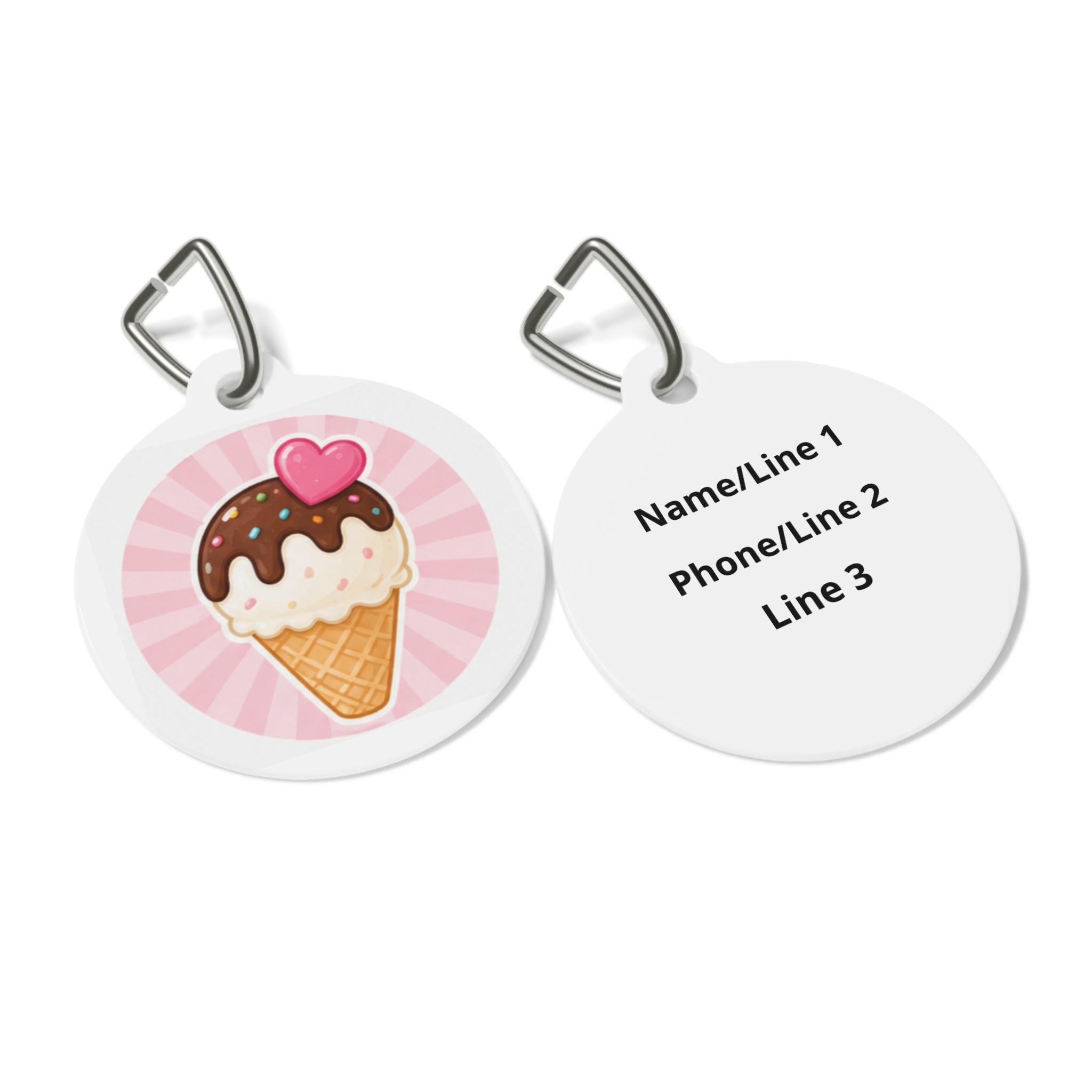 Sweetheart Ice Cream Whimsical Foodie Art Personalized Dog ID Tag