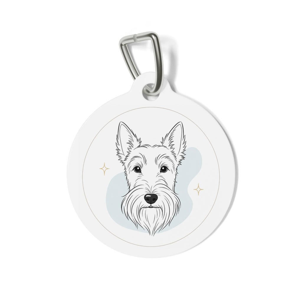 Chapa de identificación personalizada para perro con diseño minimalista de Scottish Terrier