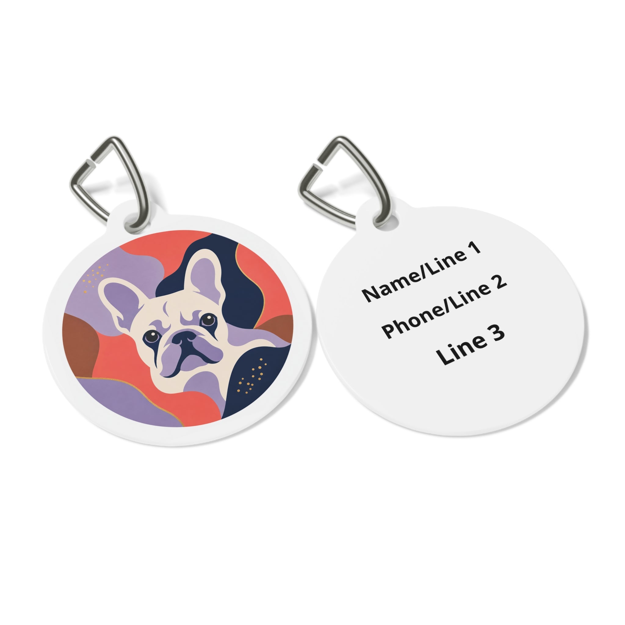 French Bulldog Bright Vibrant Color Personalized Dog ID Tag