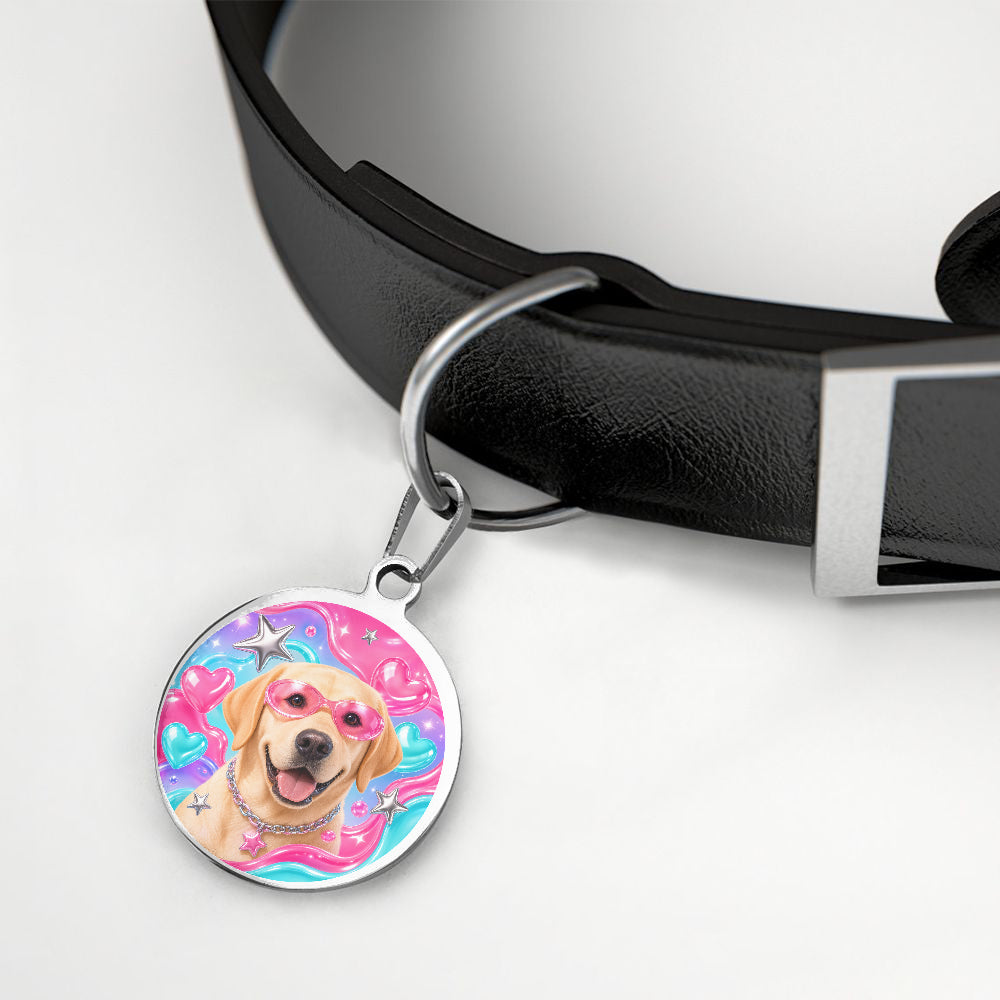 Labrador Retriever Rainbow Glam Superstar Personalized Dog ID Tag additional product view
