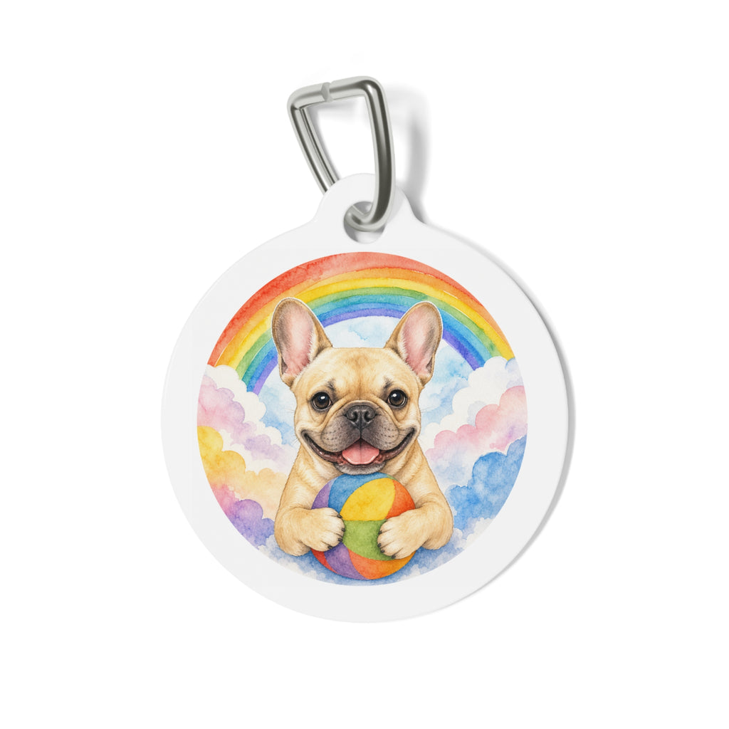 French Bulldog Whimsical Rainbow Personalized Dog ID Tag