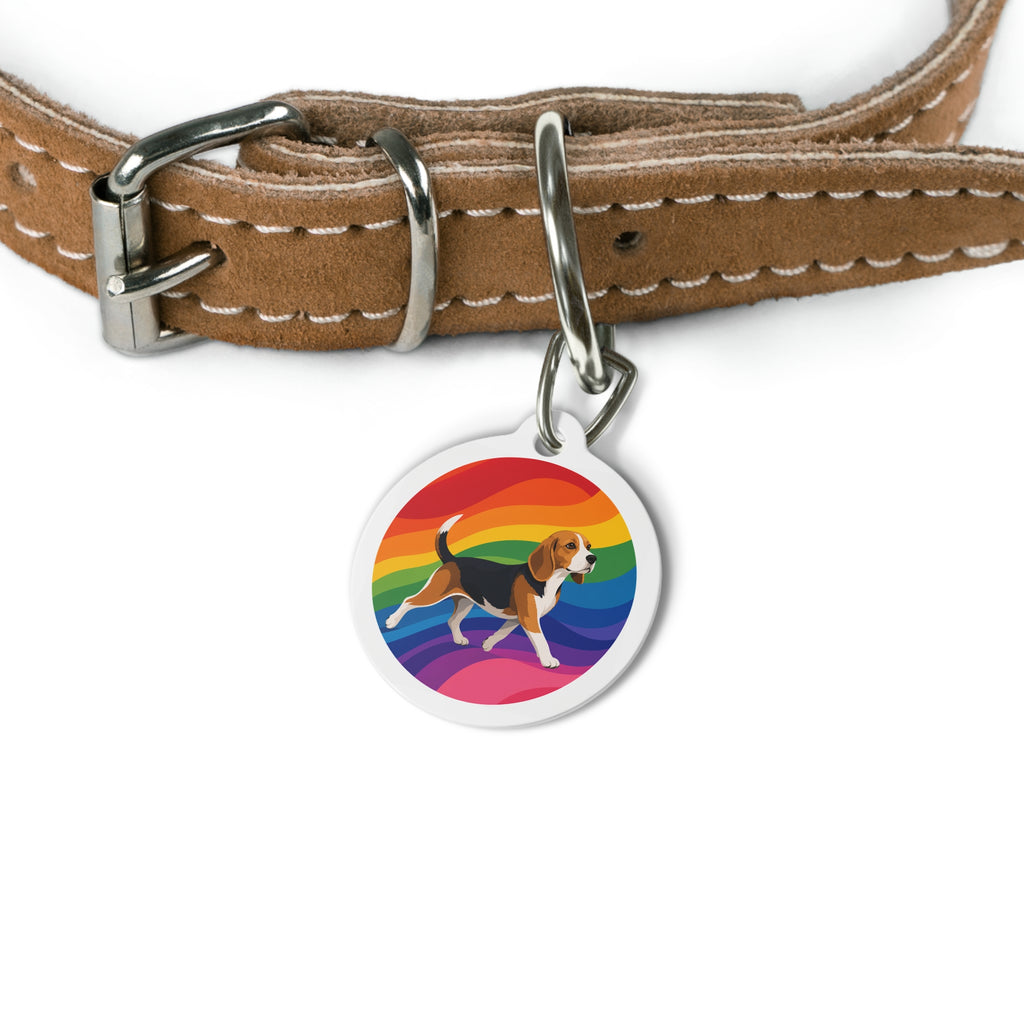 Chapa identificativa personalizada para perro Beagle Rainbow Runner