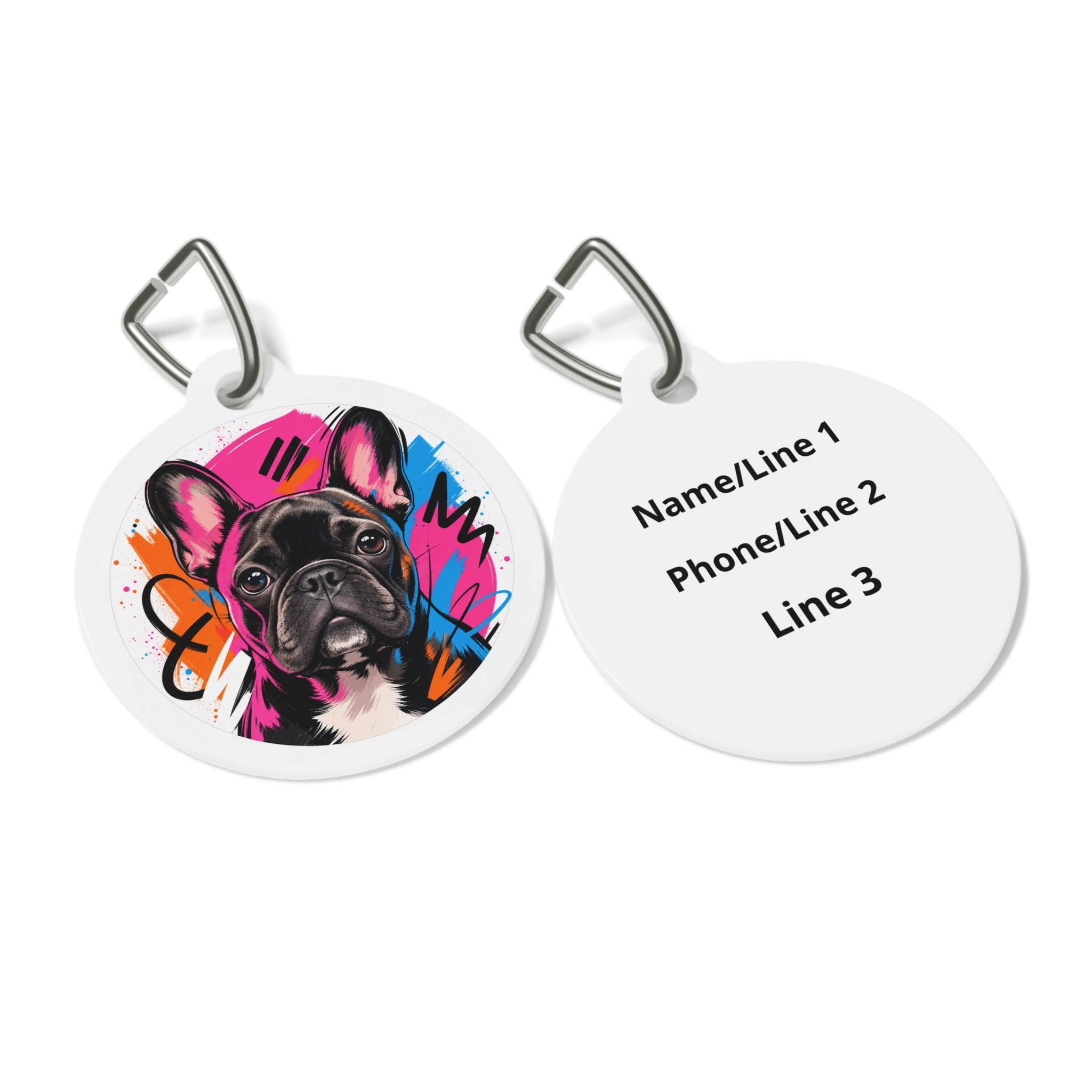 French Bulldog Joyful Vibrant Color Personalized Dog ID Tag