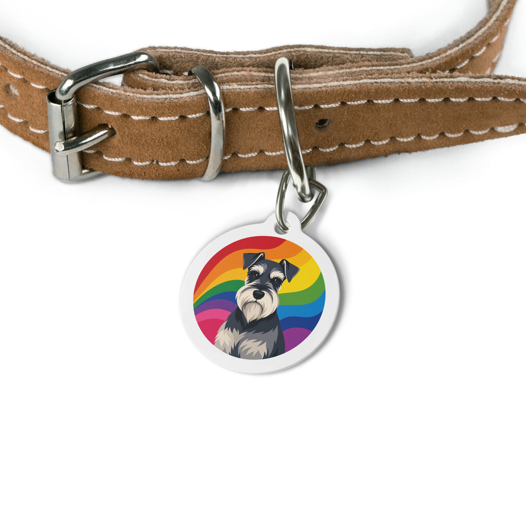 Miniature Schnauzer Rainbow Personalized Dog ID Tag