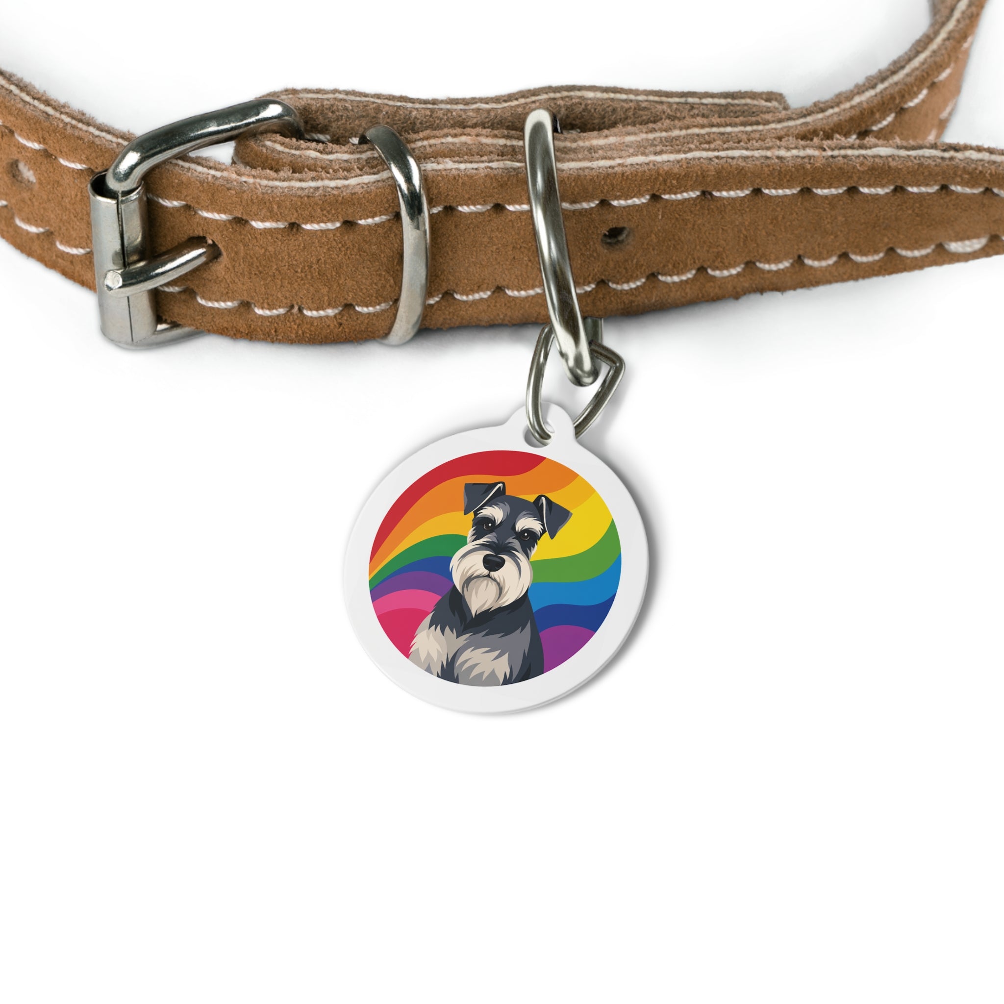 Miniature Schnauzer Rainbow Personalized Dog ID Tag