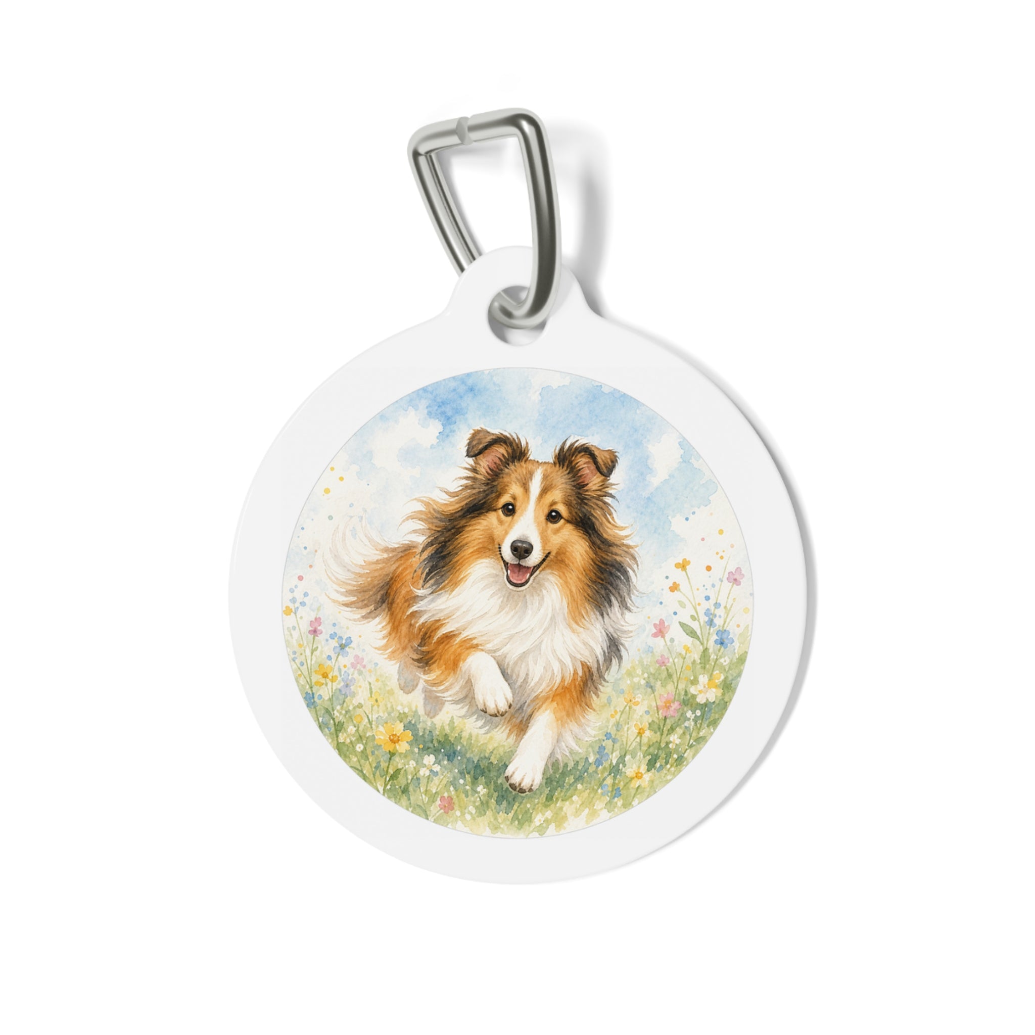 Shetland Sheepdog Floral Personalized Dog ID Tag