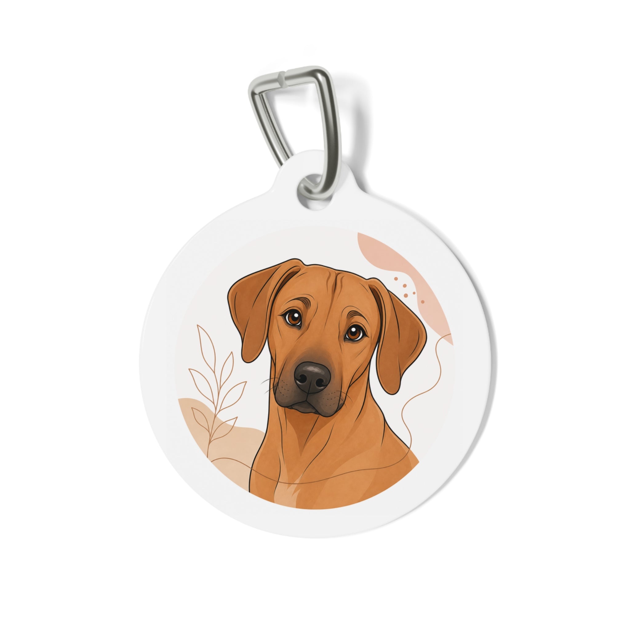 Rhodesian Ridgeback Minimal Botanical Portrait Personalized Dog ID Tag