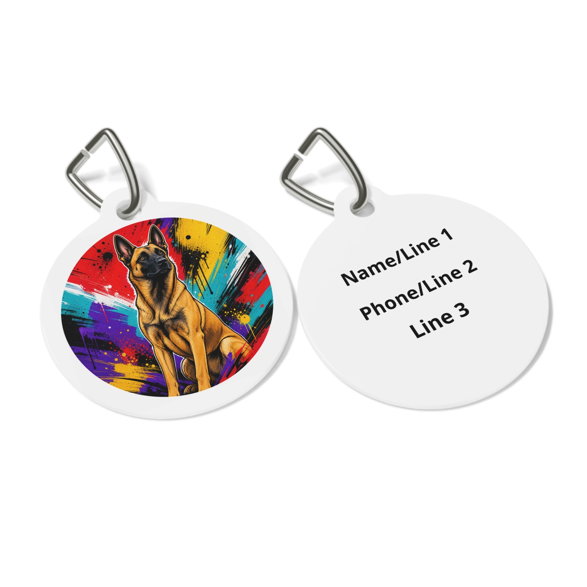 Belgian Malinois Bold Color Brush Personalized Dog ID Tag