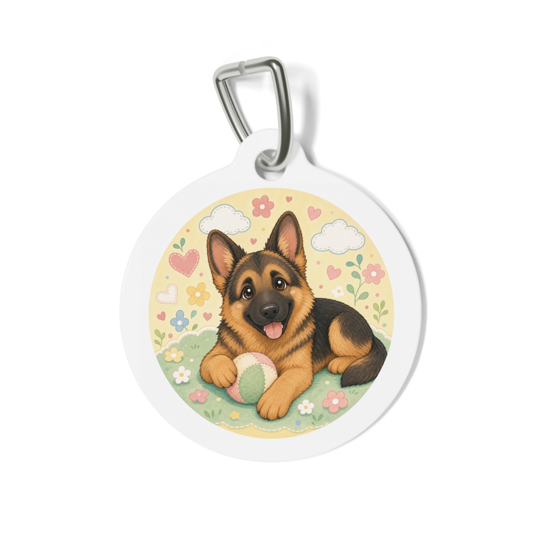 German Shepherd Spring Garden Puppy Personalized Dog ID Tag