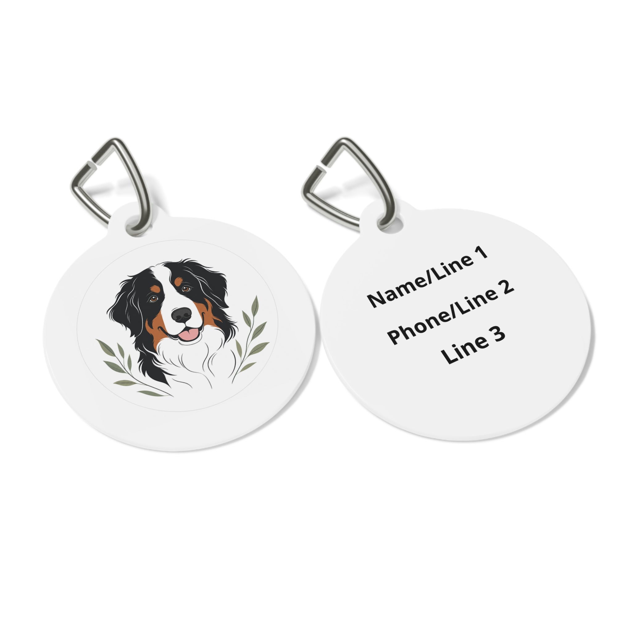 Bernese Mountain Dog Elegant Garden Illustration Personalized Dog ID Tag