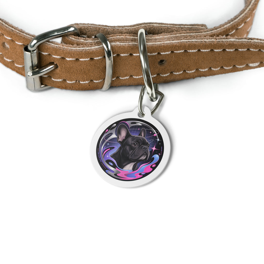 Chapa de identificación personalizada "French Bulldog Joyful Cosmic" para perros