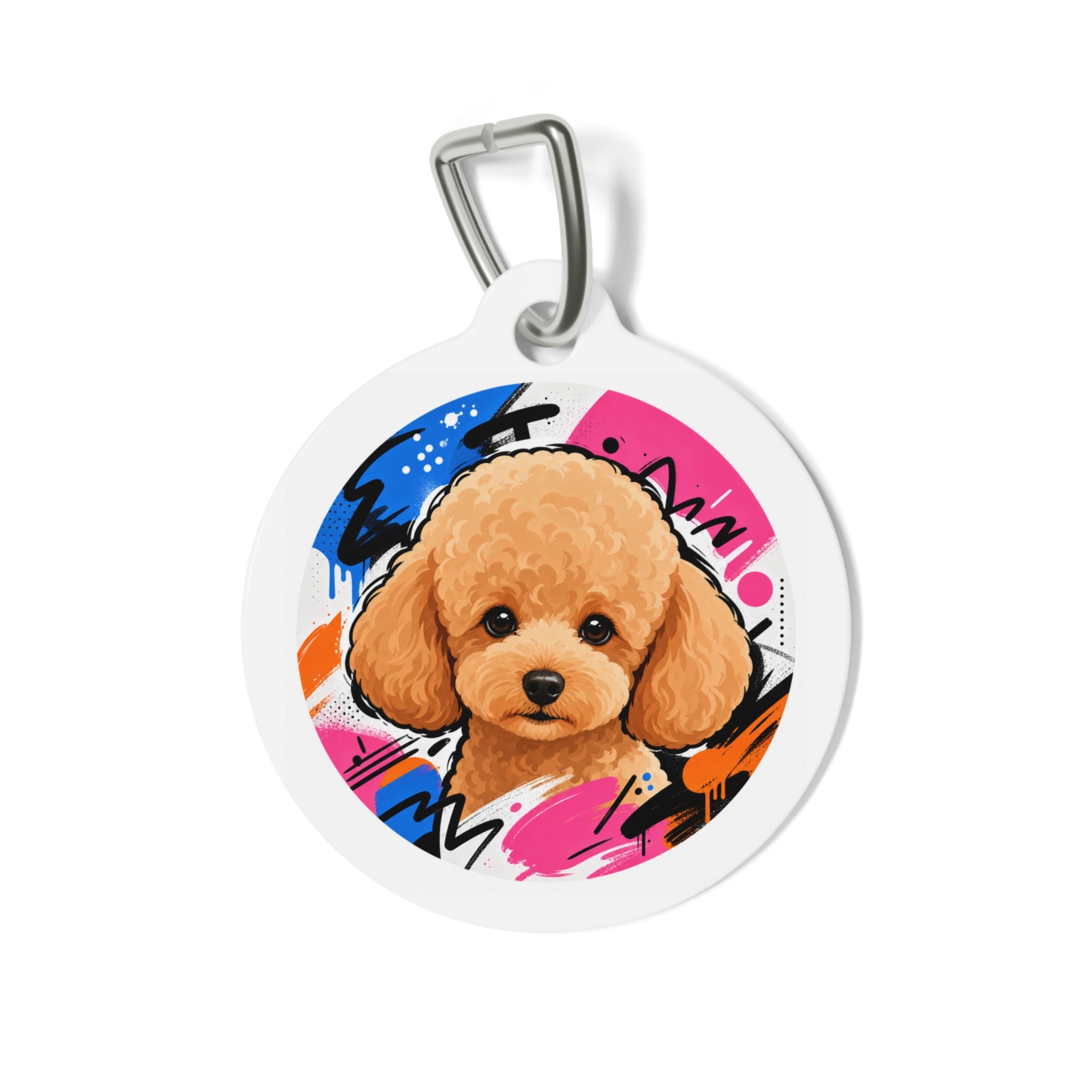 Toy Poodle Scribble Street Art Apricot Personalized Dog ID Tag
