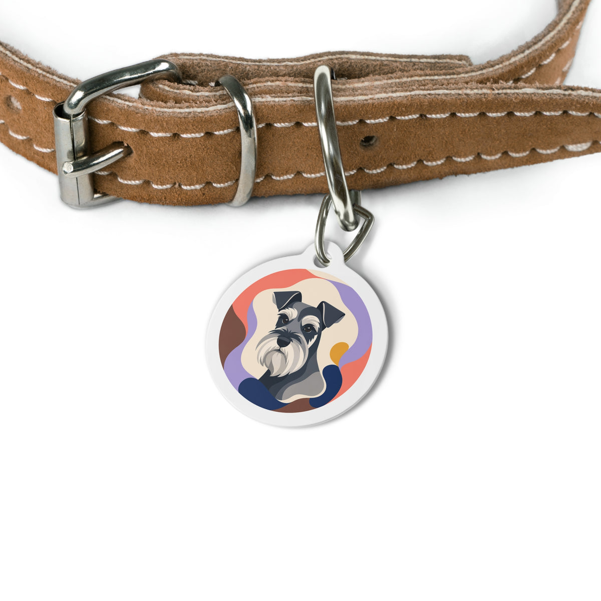 Miniature Schnauzer Playful Portrait personalized dog ID tag product detail