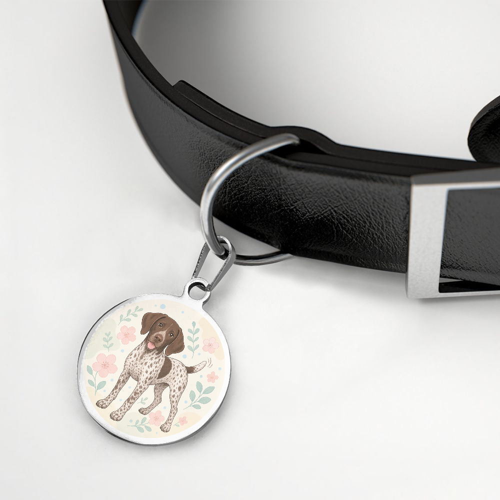 German Shorthaired Pointer Pastel Floral Full-Body personalized dog ID tag product detail