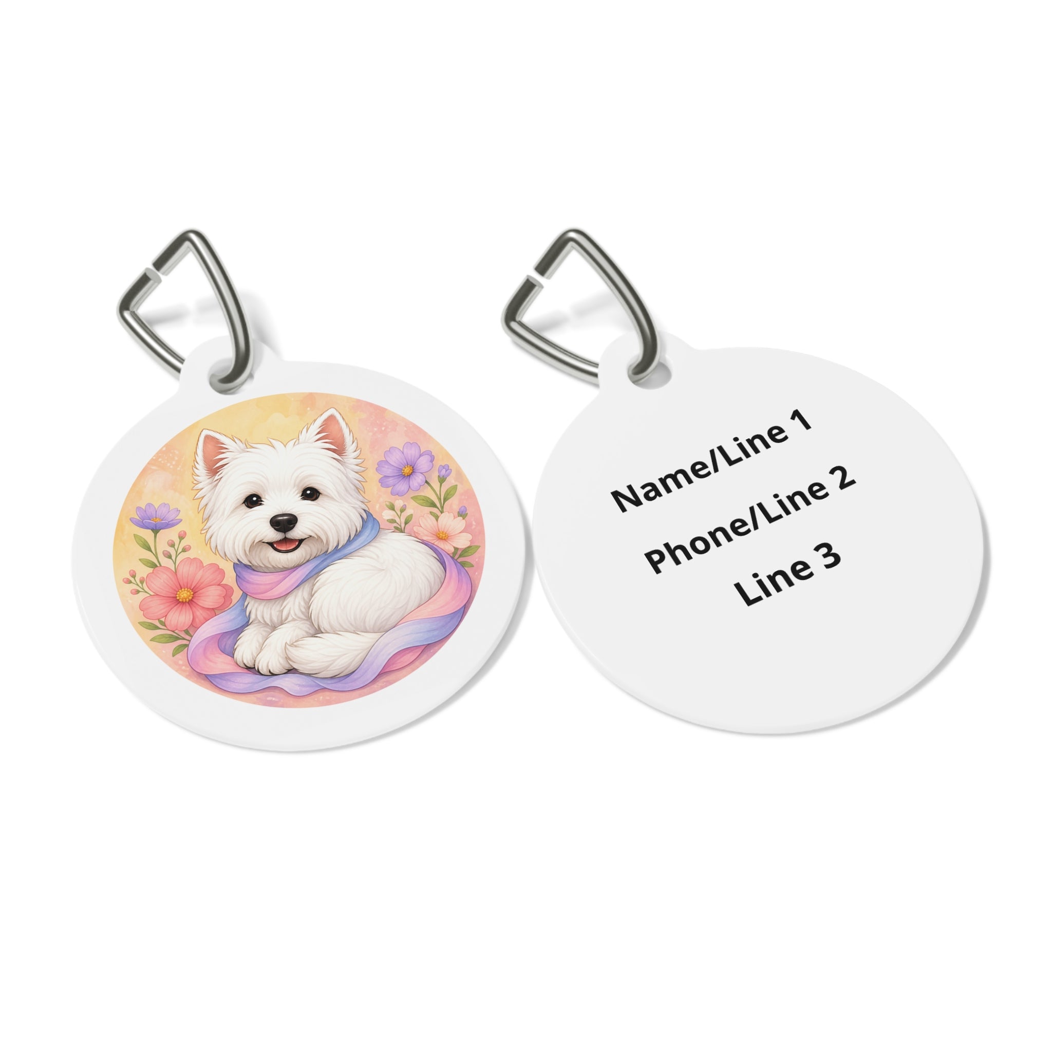 West Highland White Terrier Lavender Garden Personalized Dog ID Tag