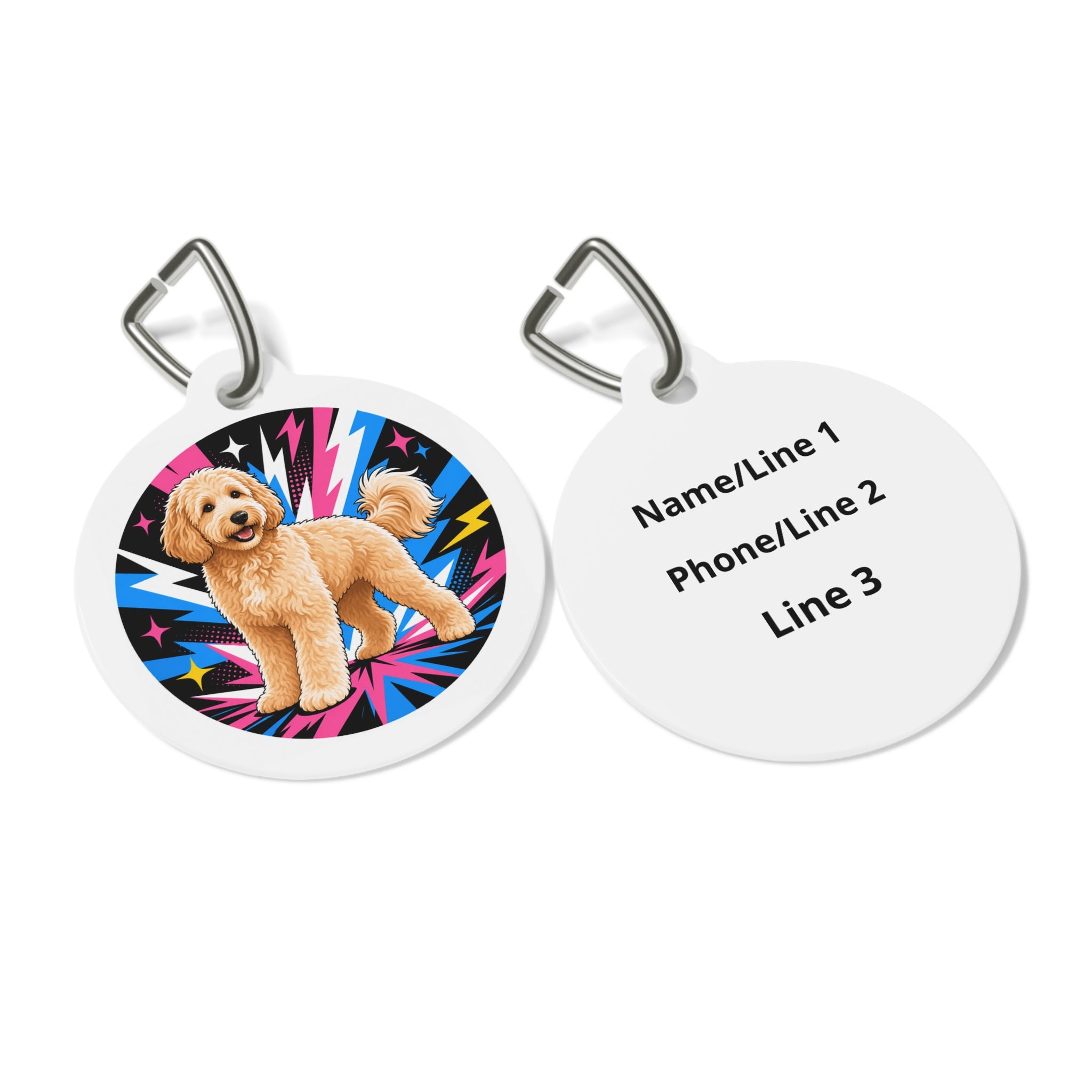 Goldendoodle Bold Full-Color Doodle Personalized Dog ID Tag
