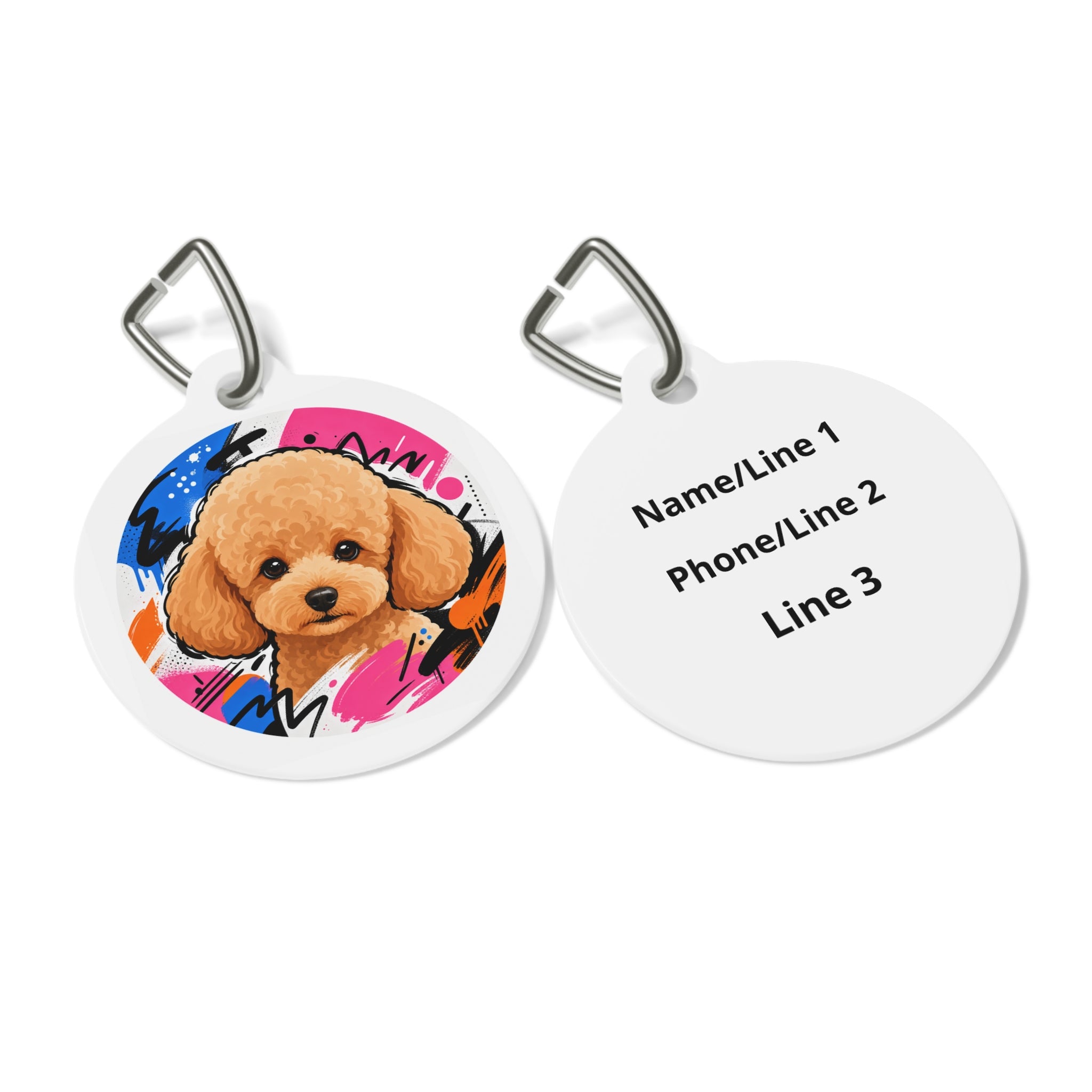 Toy Poodle Scribble Street Art Apricot Personalized Dog ID Tag