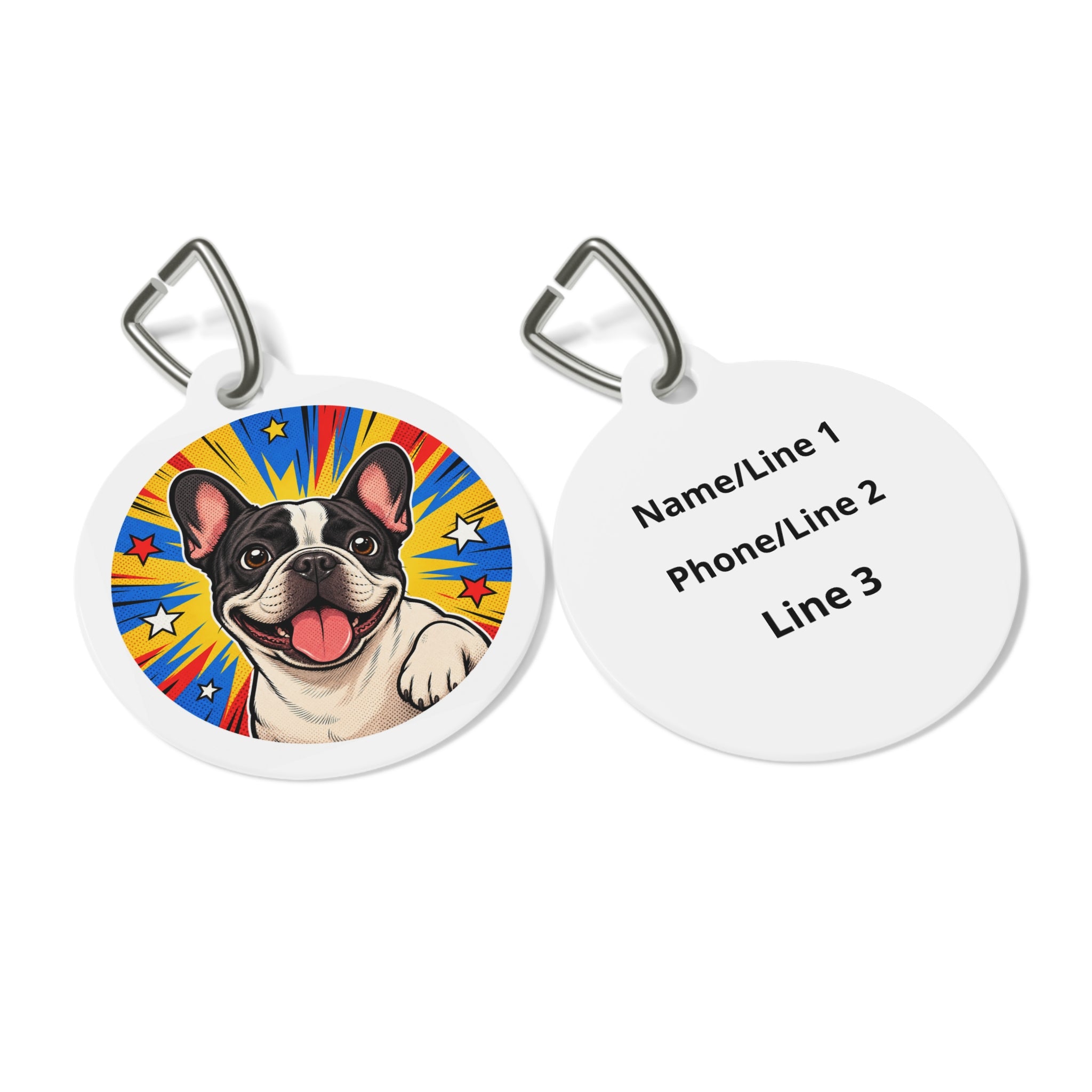 French Bulldog Cheerful Pop Art Personalized Dog ID Tag