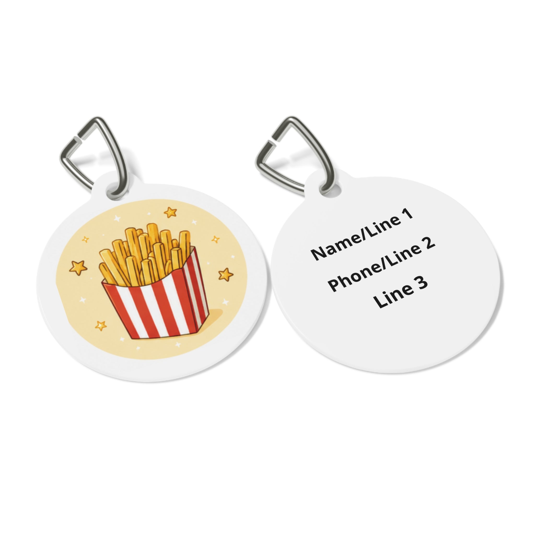 Golden Fries Whimsical Foodie Art Personalized Dog ID Tag