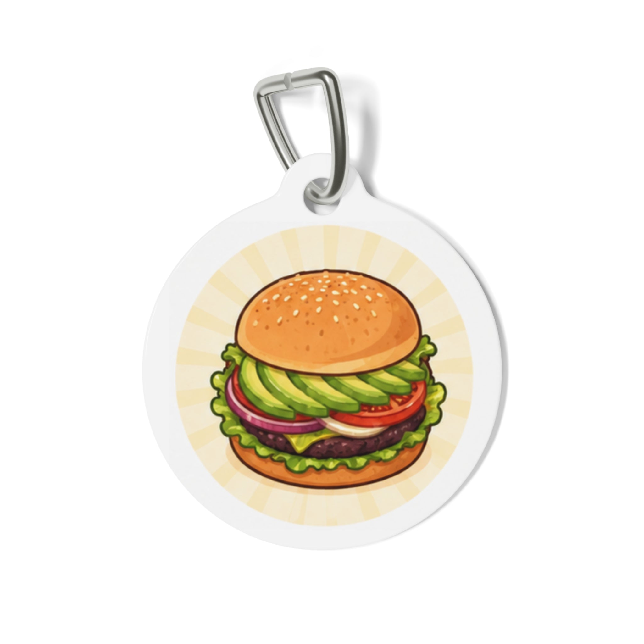 Avocado Burger Whimsical Foodie Art Personalized Dog ID Tag