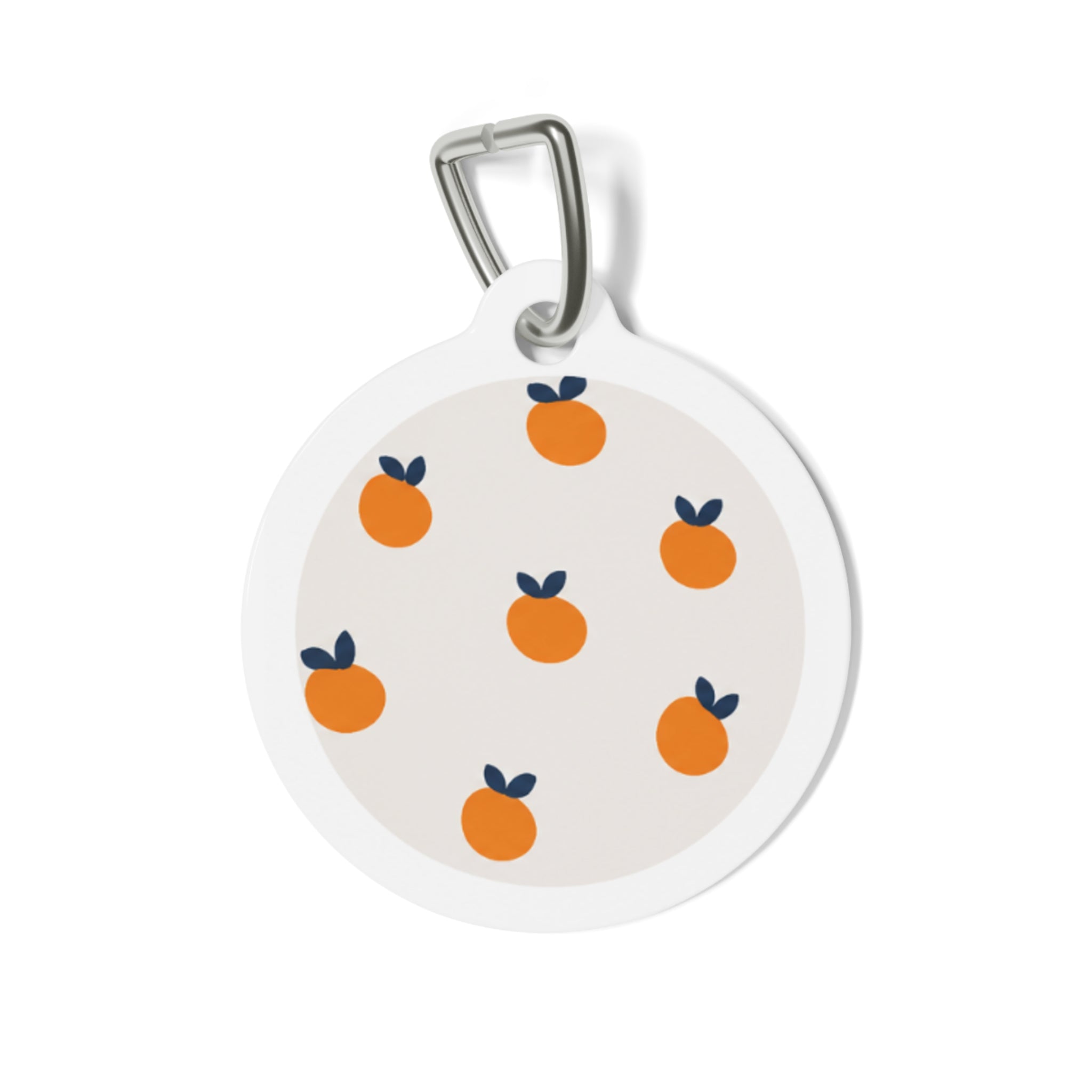 Tiny Orange Toss Cheerful Fruit Pattern Personalized Dog ID Tag