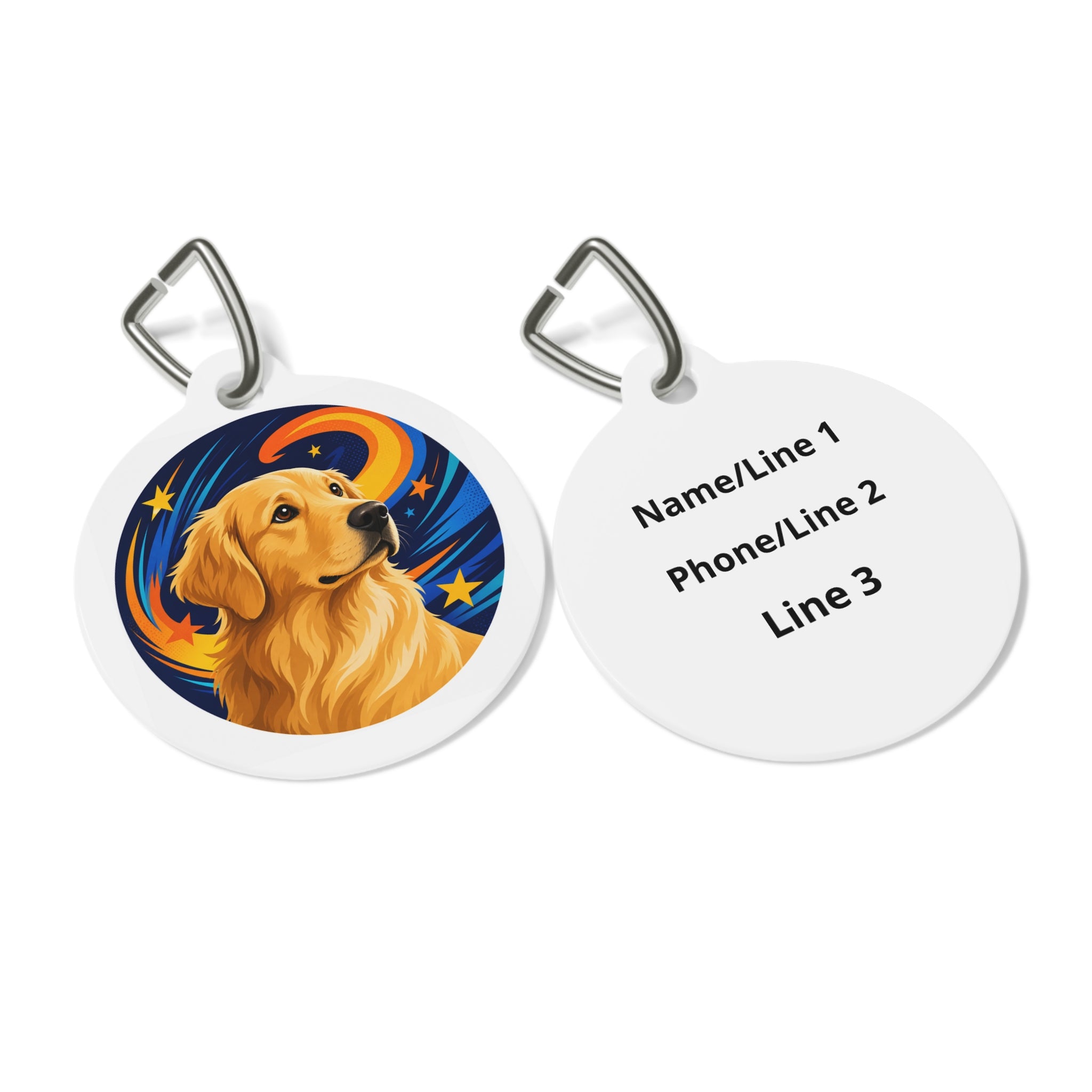 Placa de identificación personalizada para perro Golden Retriever Deseos a la luz de la luna