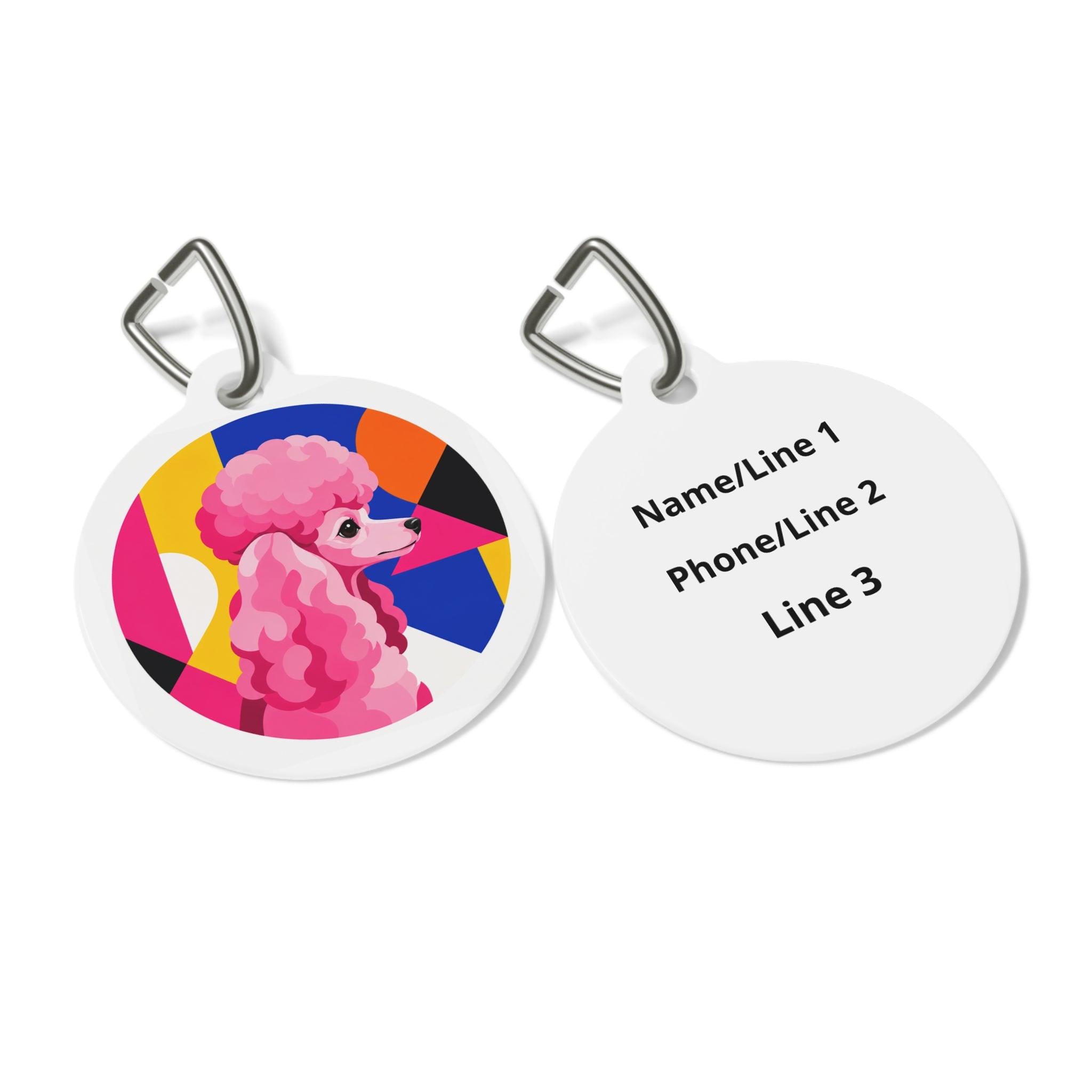 Toy Poodle Hot Pink Geometric Show Poodle Personalized Dog ID Tag