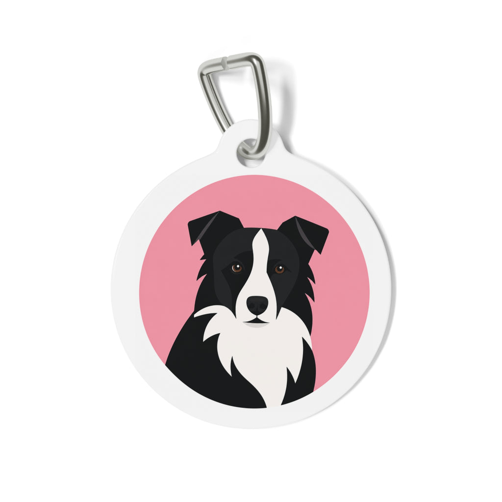 Border Collie Blush Minimalist Personalized Dog ID Tag