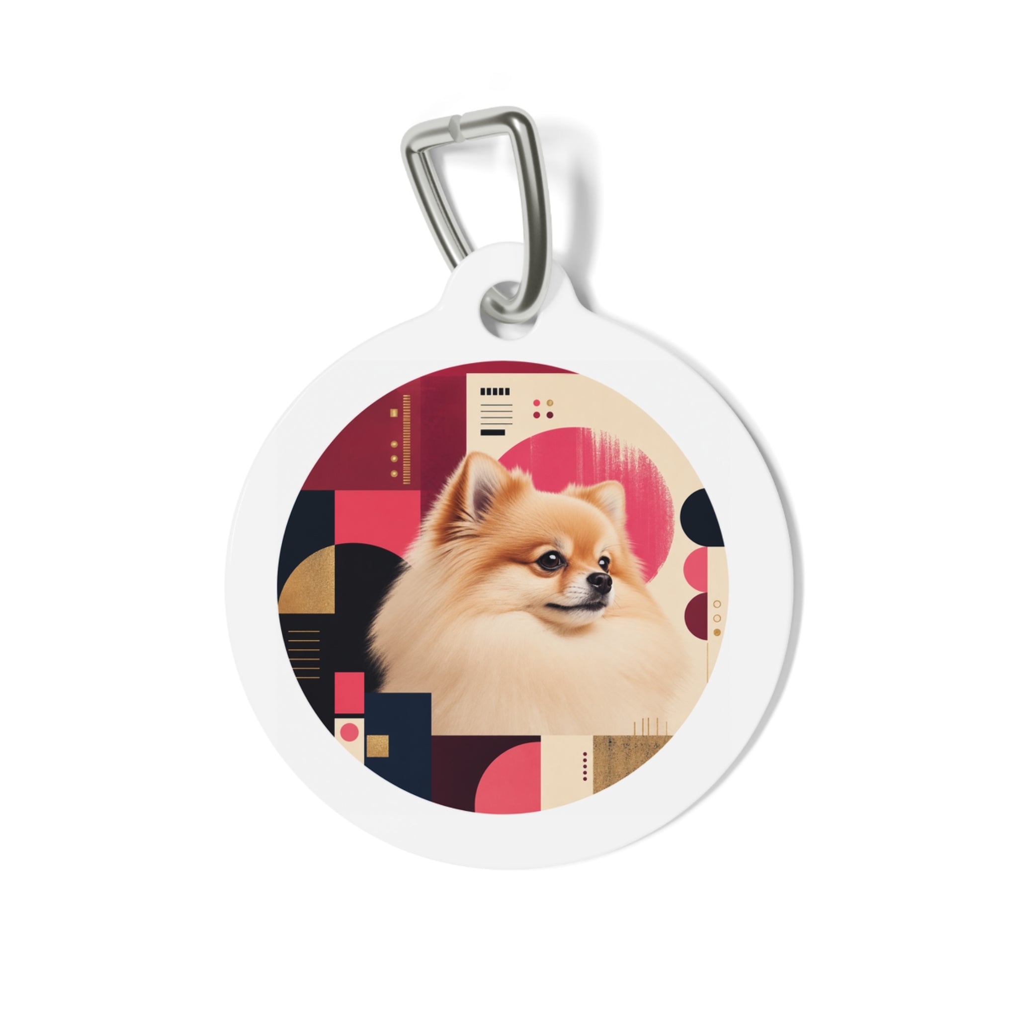 Pomeranian Mid-Century Modern Portrait Personalized Dog ID Tag