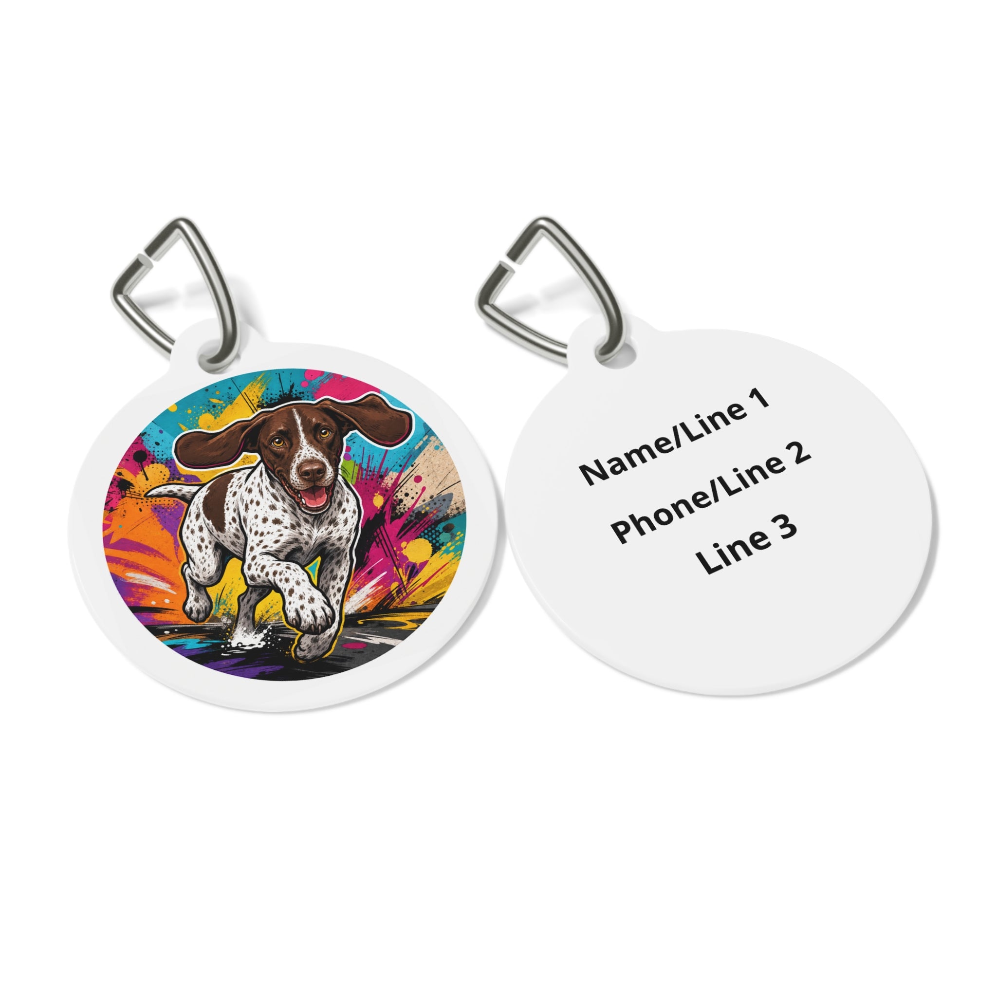 German Shorthaired Pointer Action Pop Art Personalized Dog ID Tag