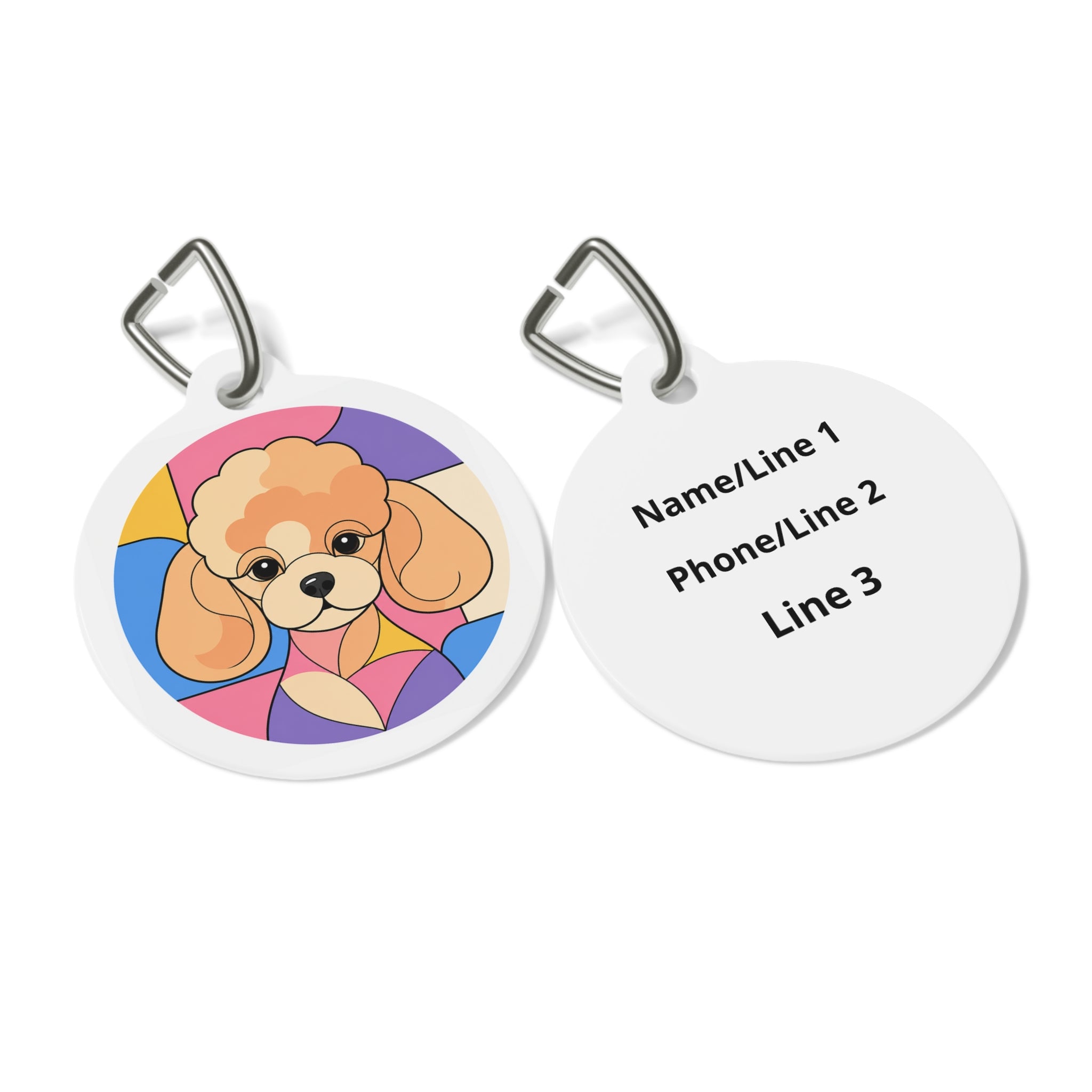 Toy Poodle Stained Glass Puppy Personalized Dog ID Tag