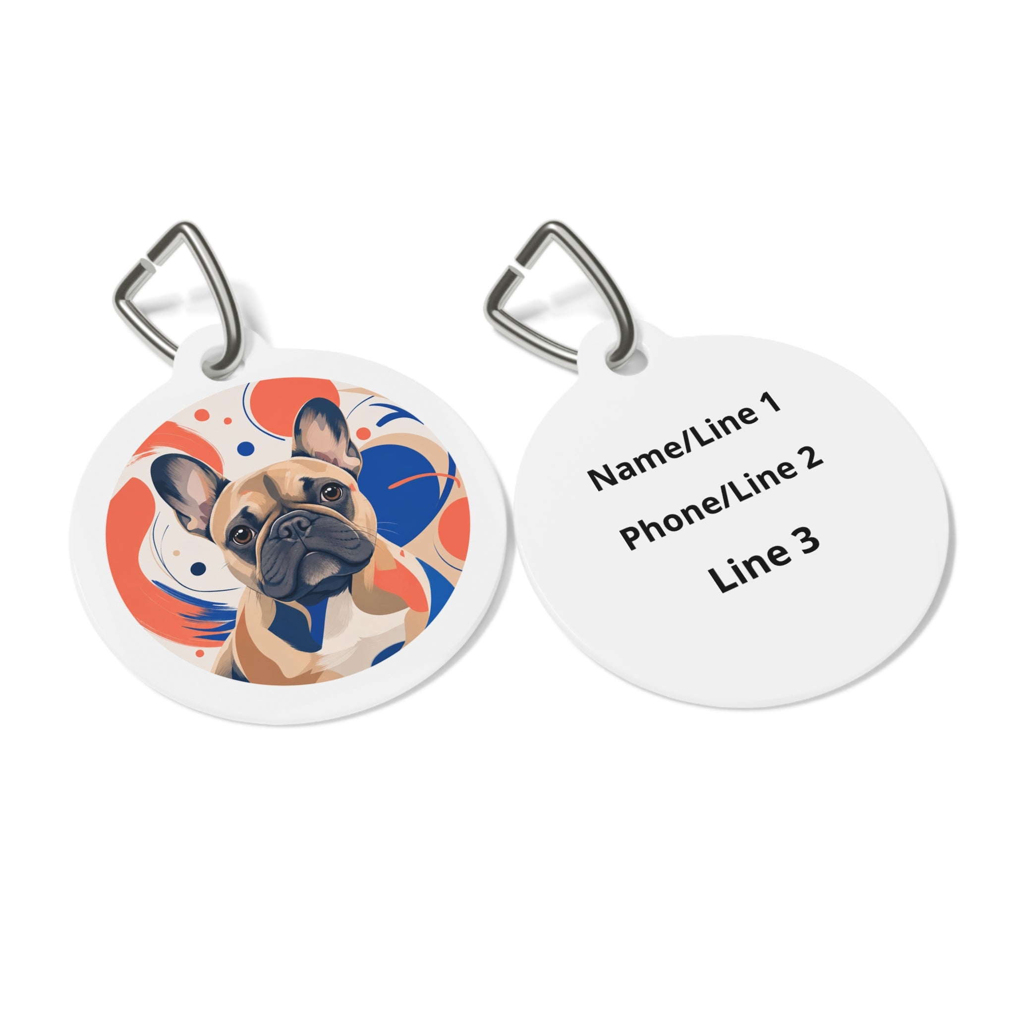 French Bulldog Colorful Portrait Personalized Dog ID Tag