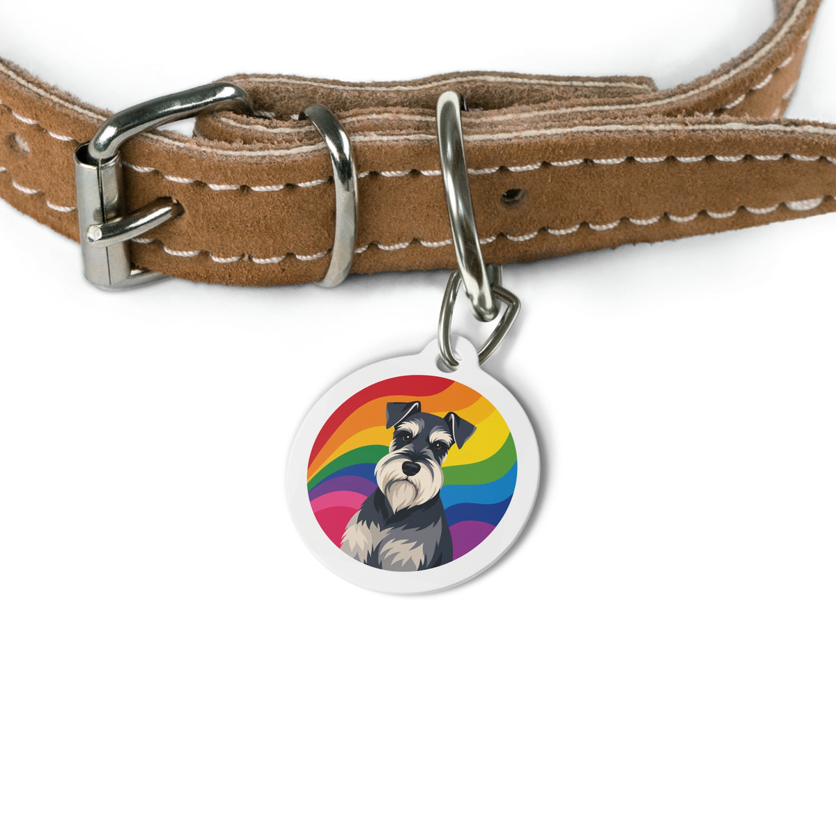 Miniature Schnauzer Rainbow personalized dog ID tag product detail