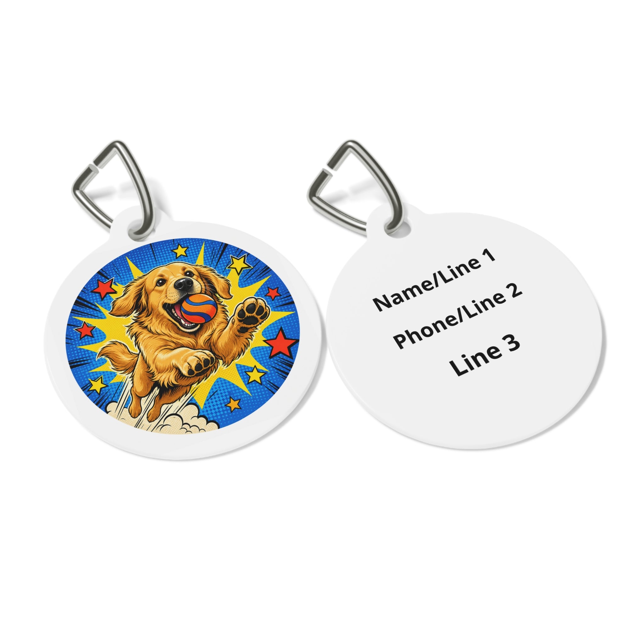 Placa de identificación personalizada para perro Golden Retriever Superdog
