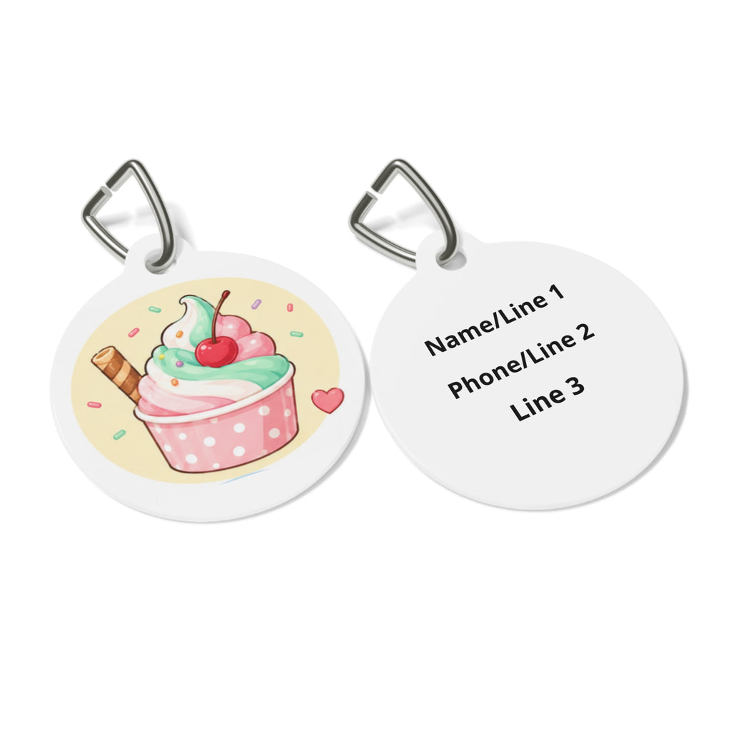Cherry Sundae Whimsical Foodie Art Personalized Dog ID Tag