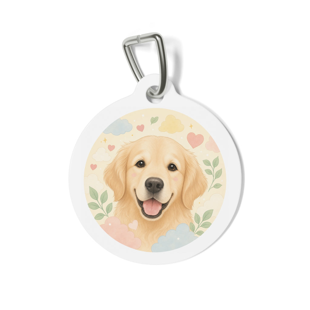 Golden Retriever Pastel Hearts Personalized Dog ID Tag