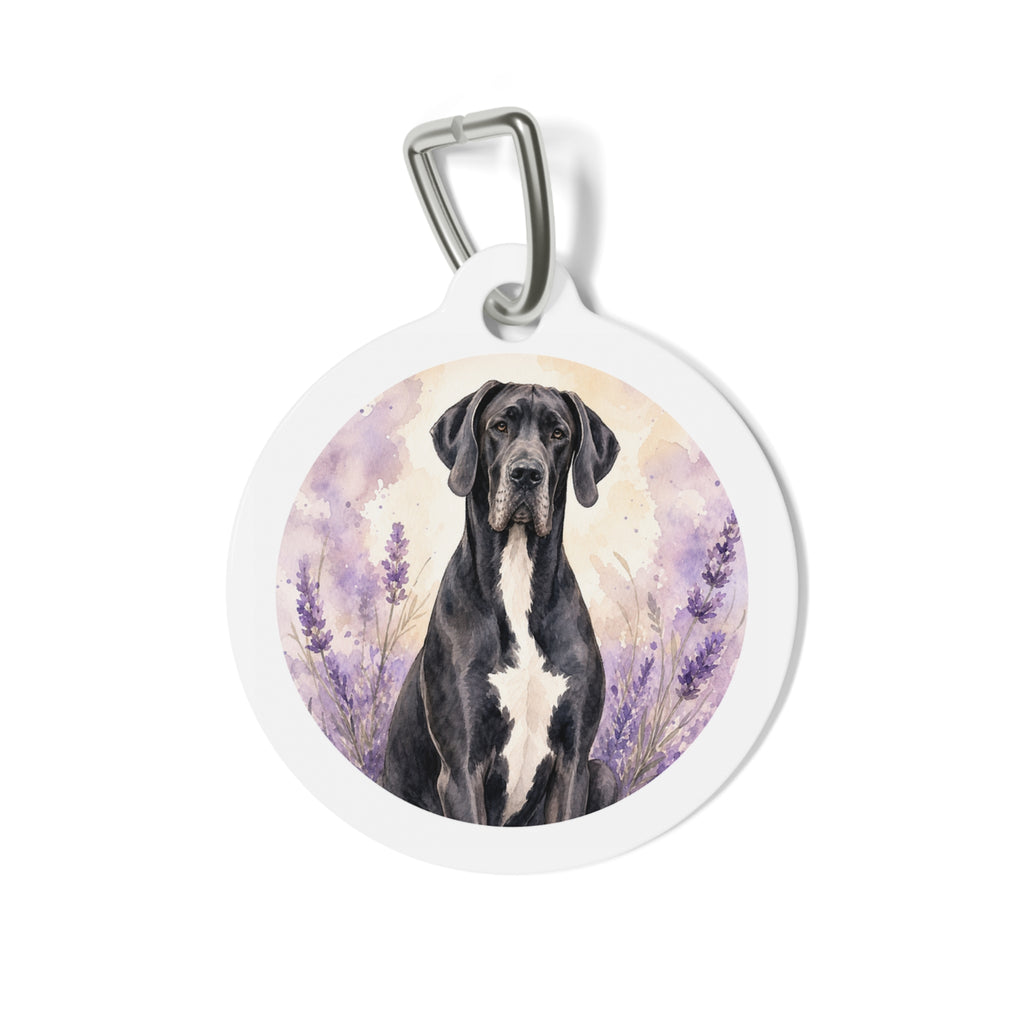 Chapa identificativa personalizada para perro con diseño de Gran Danés Joyful Botanical Art