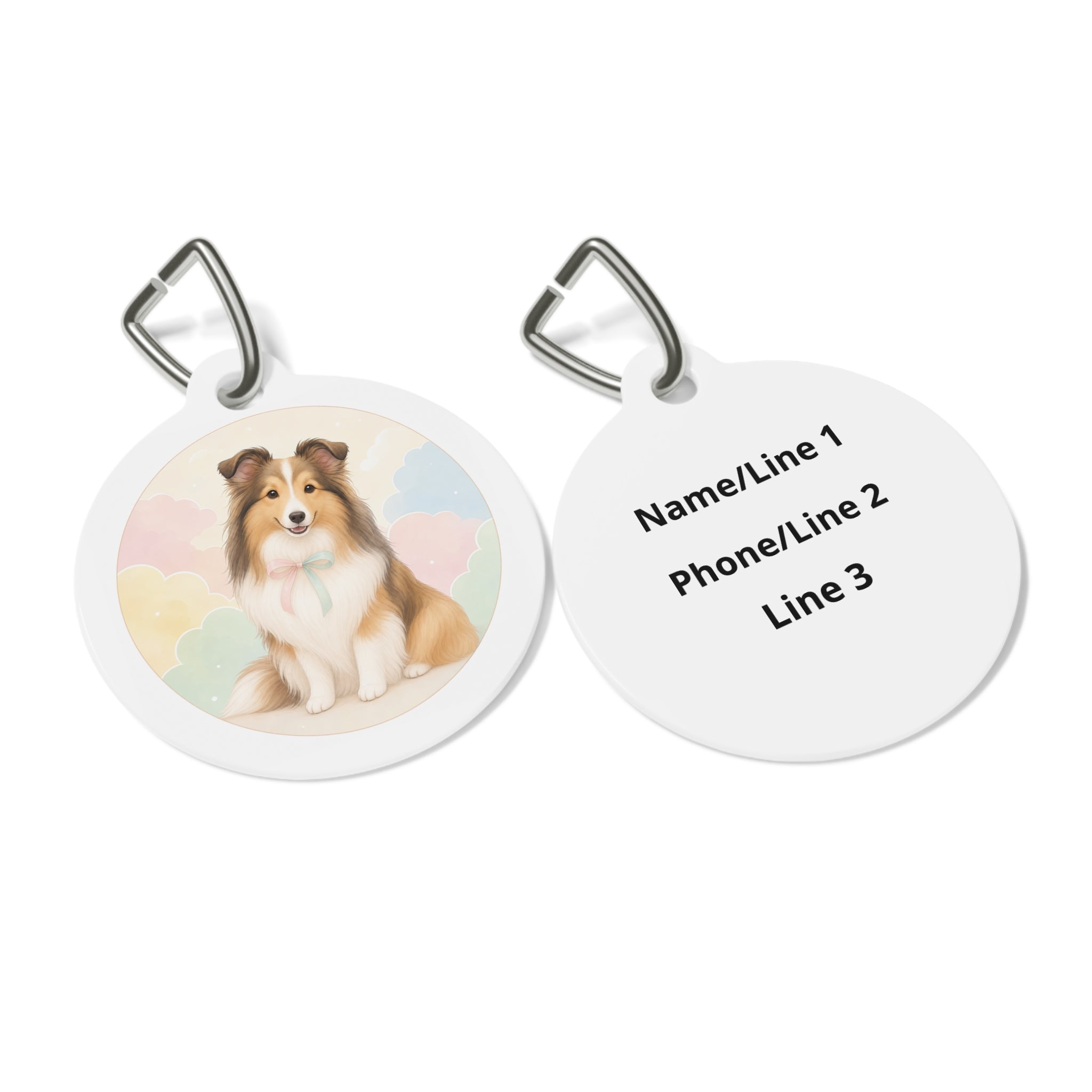 Shetland Sheepdog Pastel Cloud Portrait Personalized Dog ID Tag