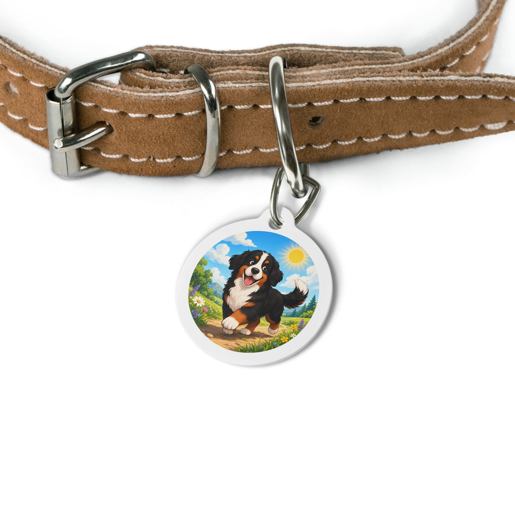 Bernese Mountain Dog Bright Garden Portrait Personalized Dog ID Tag